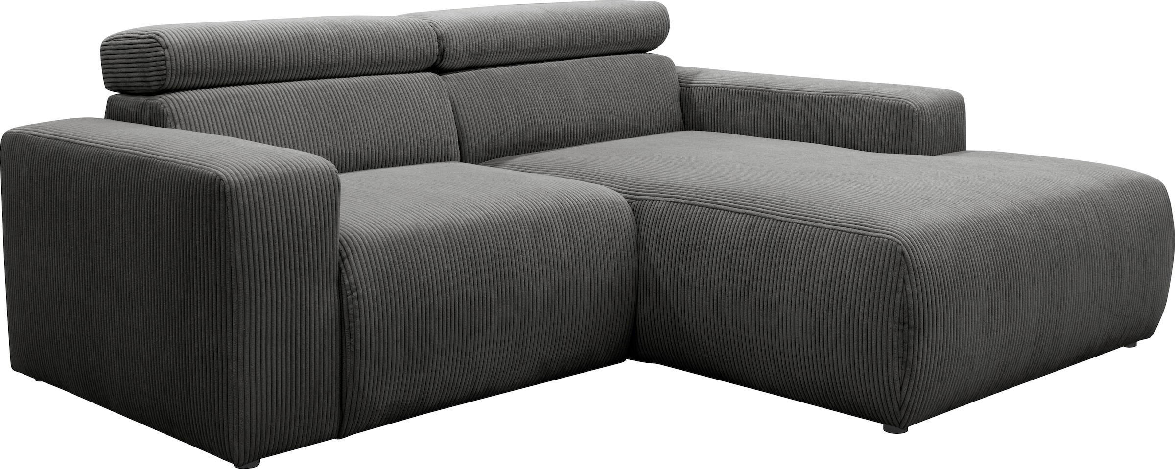 DOMO collection Ecksofa »Brandon B/T: 214/175 cm, belastbar bis 140kg/ Sitz, L-Form«, Cord, grau