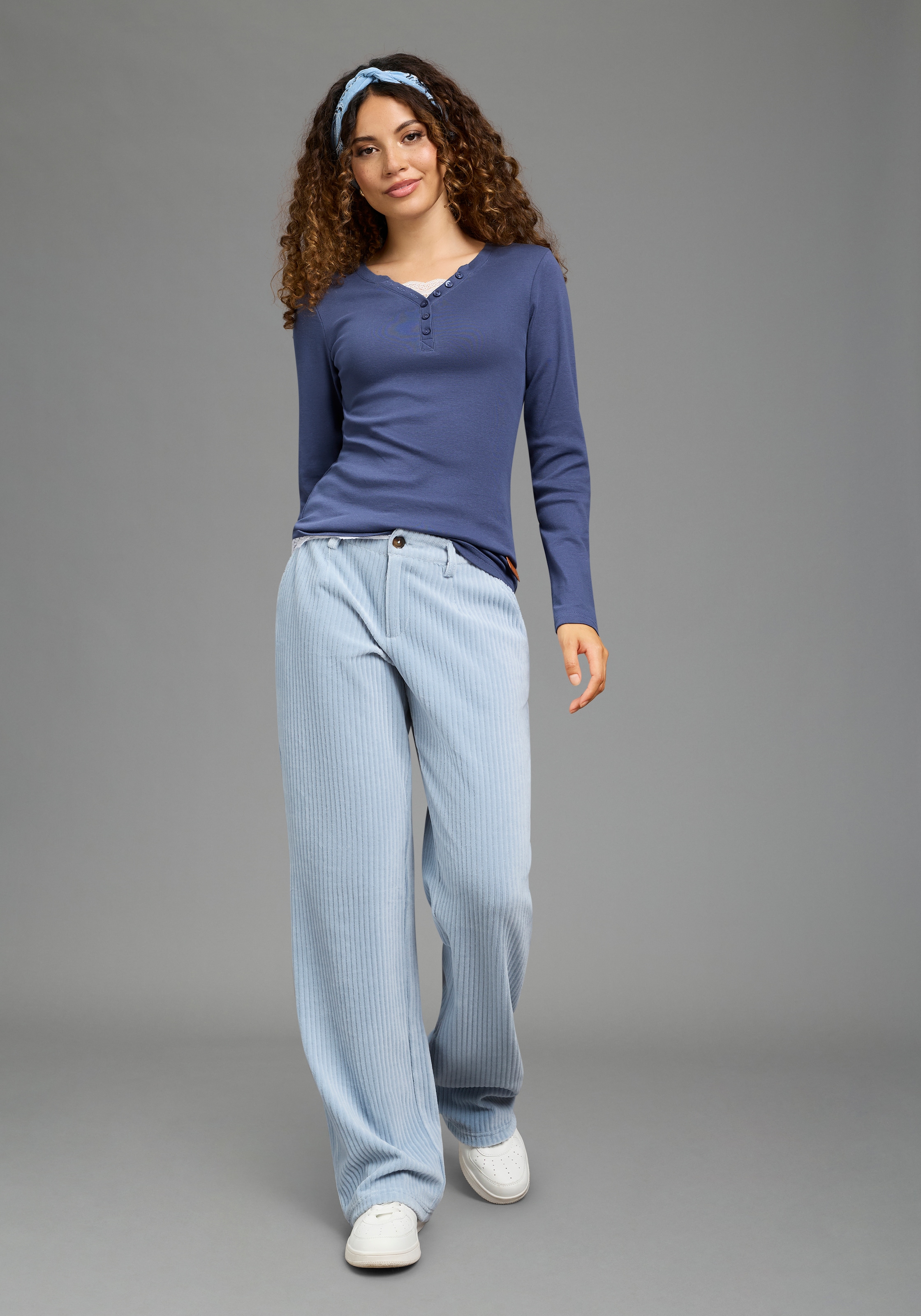 KangaROOS Cordhose  weite Basic-Passform, bodenlange Form, elastisches Material