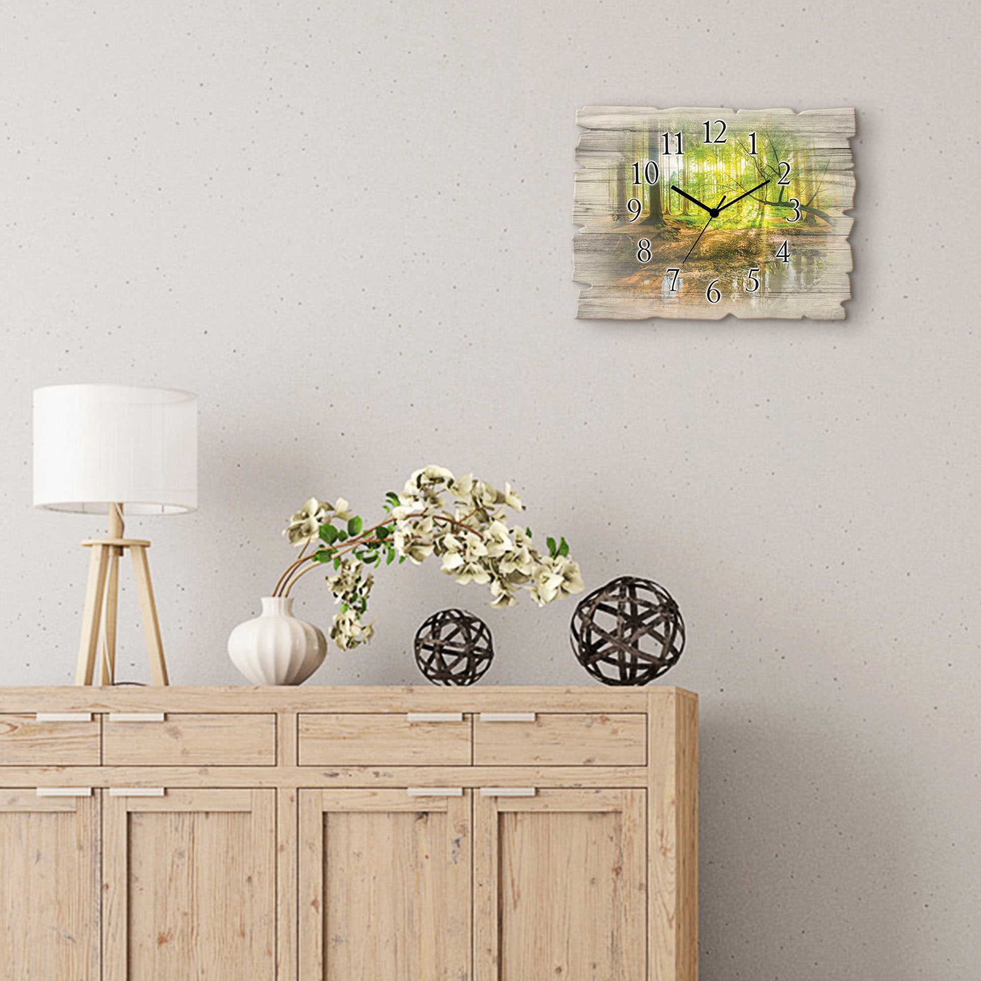 Artland Wanduhr »Wald mit Bach« wahlweise mit  Quarz- oder Funkuhrwerk, lautlos ohne Tickgeräusche