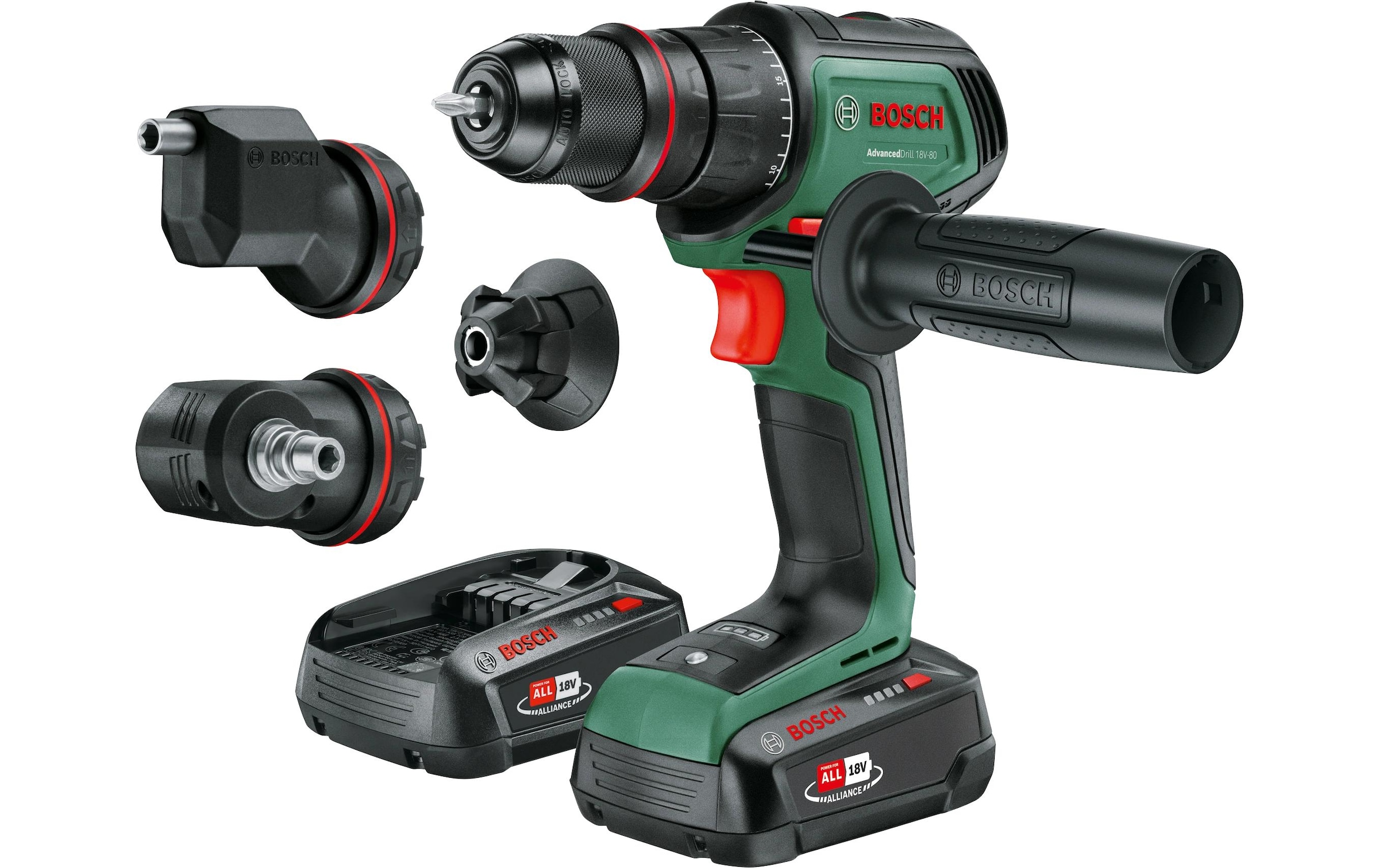 BOSCH Bohrschraube »»AdvancedDrill 18V-80 QuickSnap«« Inkl. 2x Akku PBA 18V 2,5Ah und Ladegerät