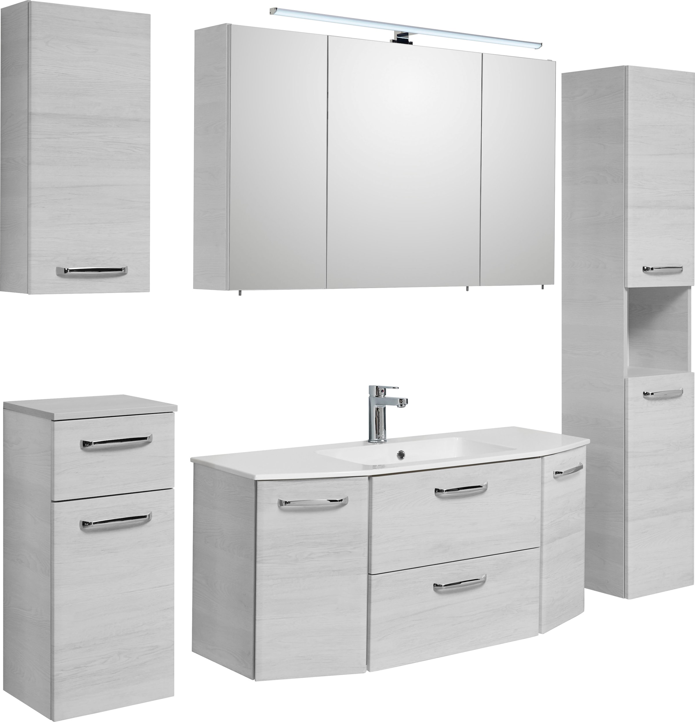 Image of Saphir Badmöbel-Set "Quickset 936 5-teilig, Waschtisch mit LED-Spiegelschrank" Set, 5 Stk. tlg.