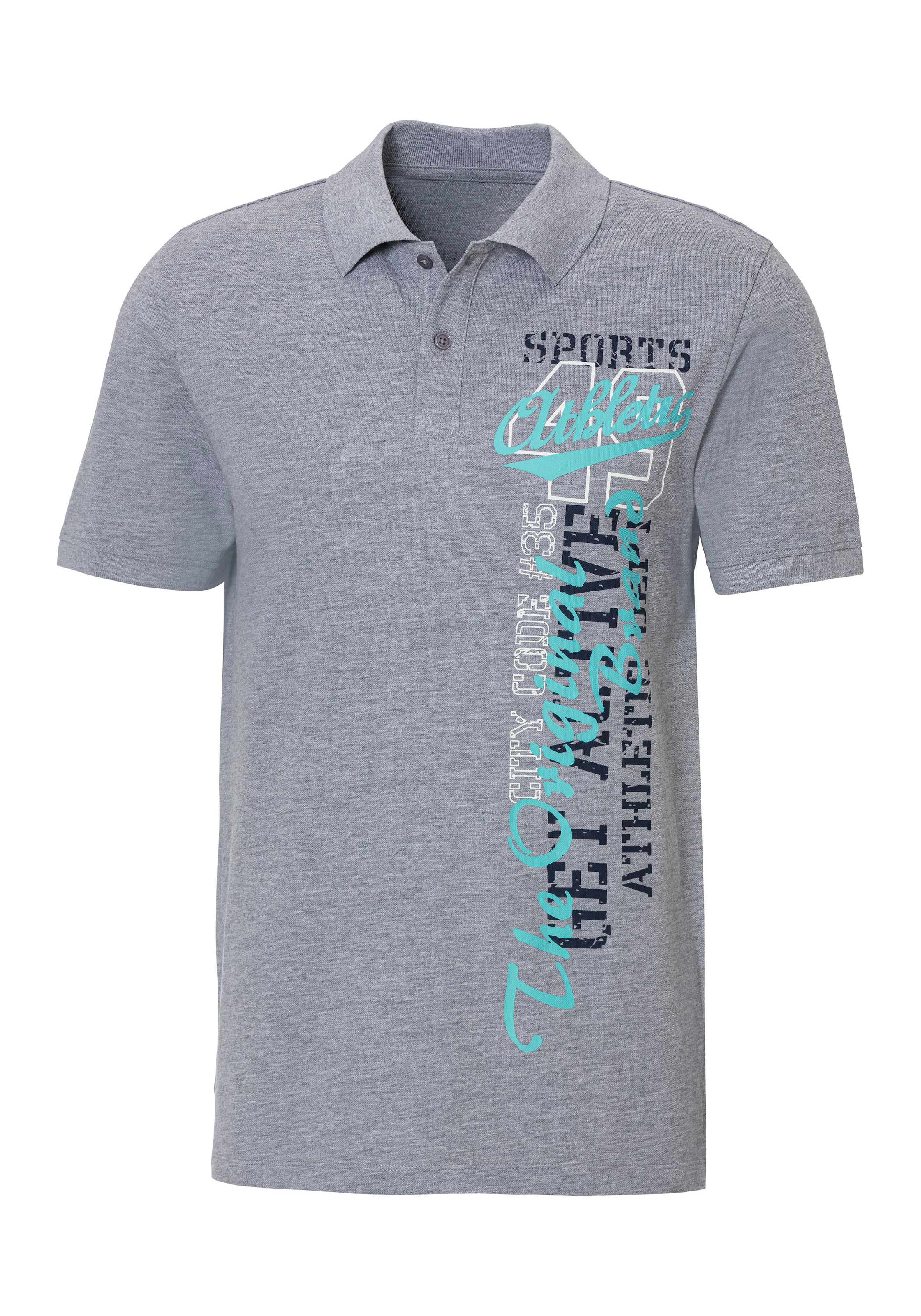 John Devin Poloshirt, mit grossem Druck vorn aus Baumwoll-Piqué