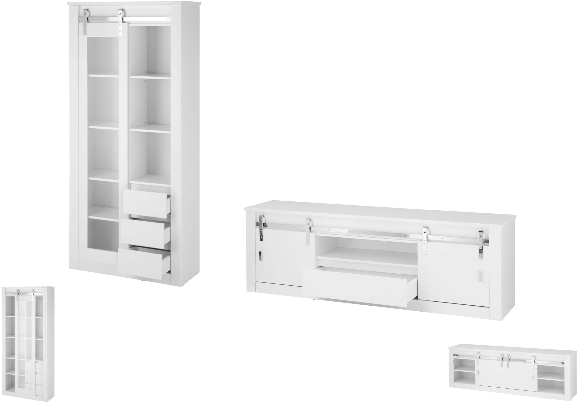 Home affaire Wohnwand »Daytona, moderne Anbauwand, Wohnzimmer-Set in Weiss Hochglanz« Set, 2 Stk. tlg.