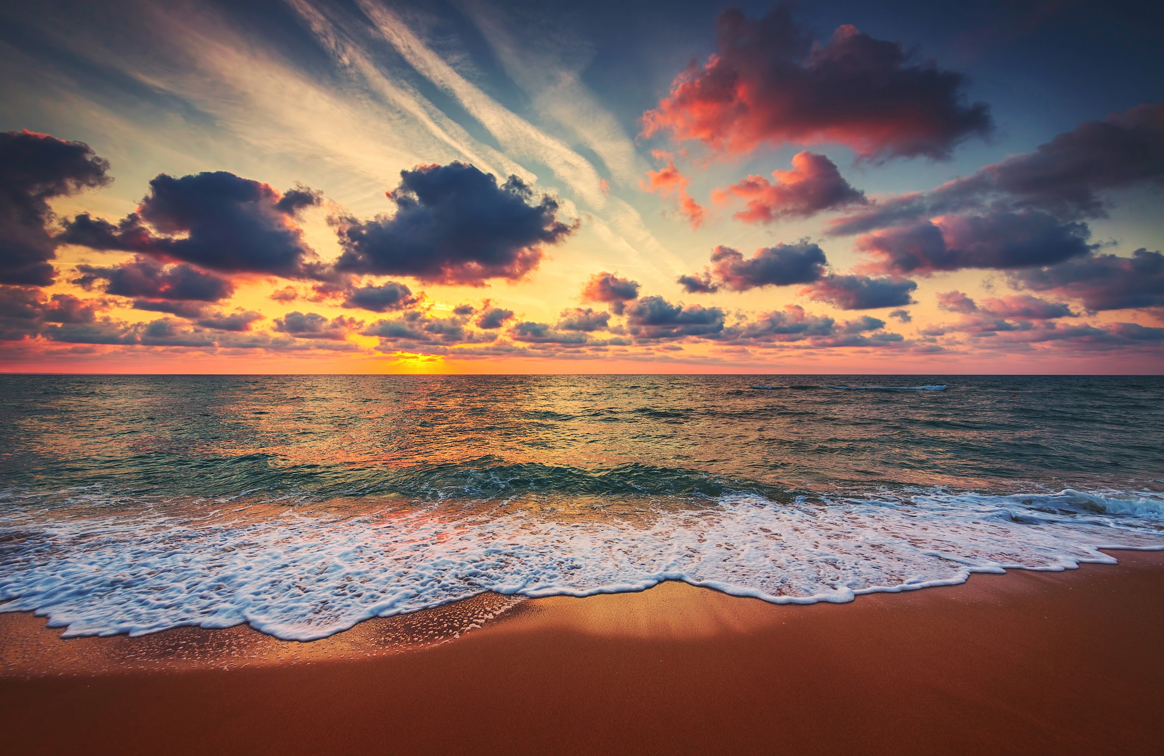 Image of Papermoon Fototapete "STRAND-SONNENUNTERGANG WOLKEN DÄMMERUNG MEER LANDSCHAFT"