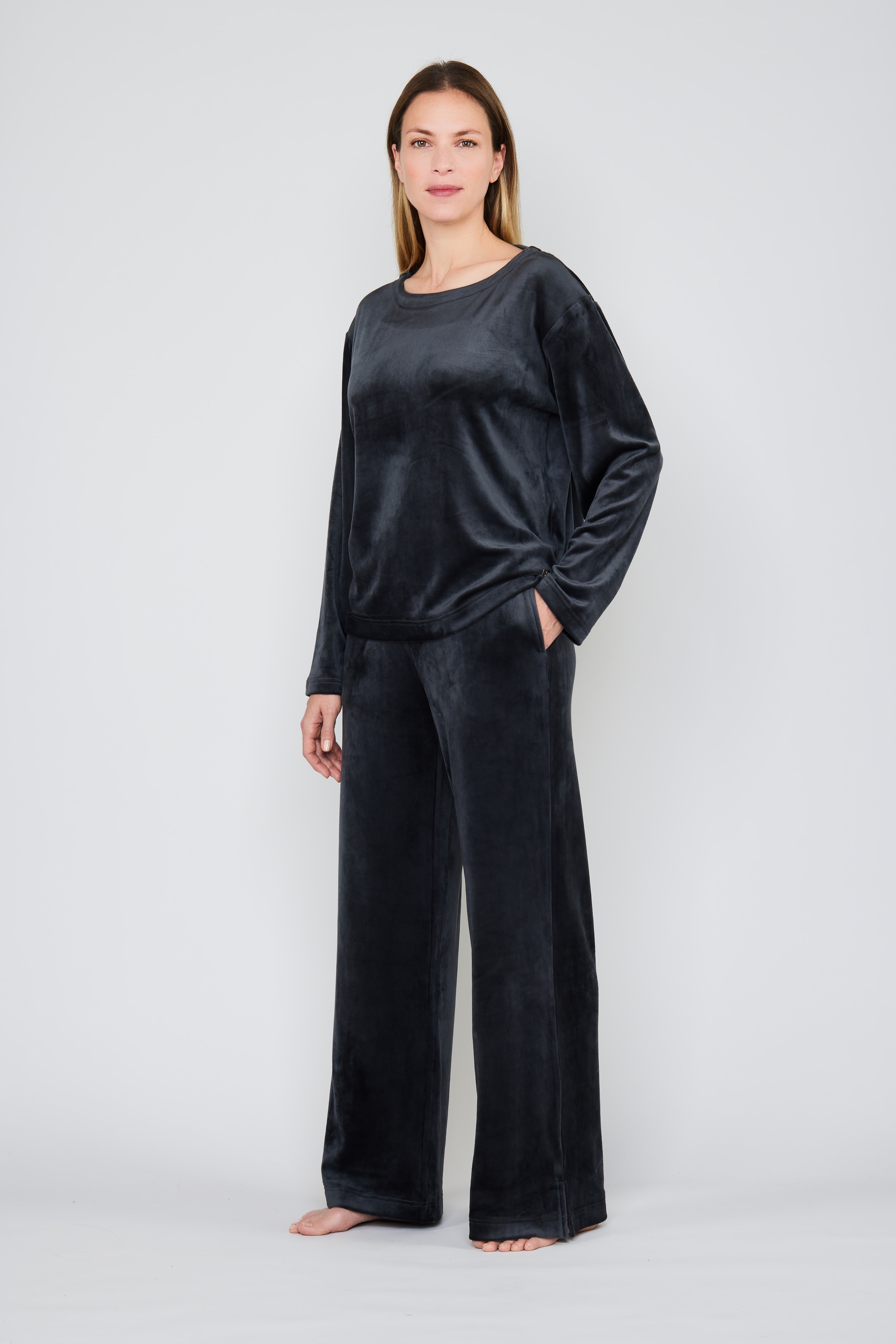 JOOP! Pyjamahose »Relax«  seitliche Taschen, Samt-Qualität, teilelastischer Bund