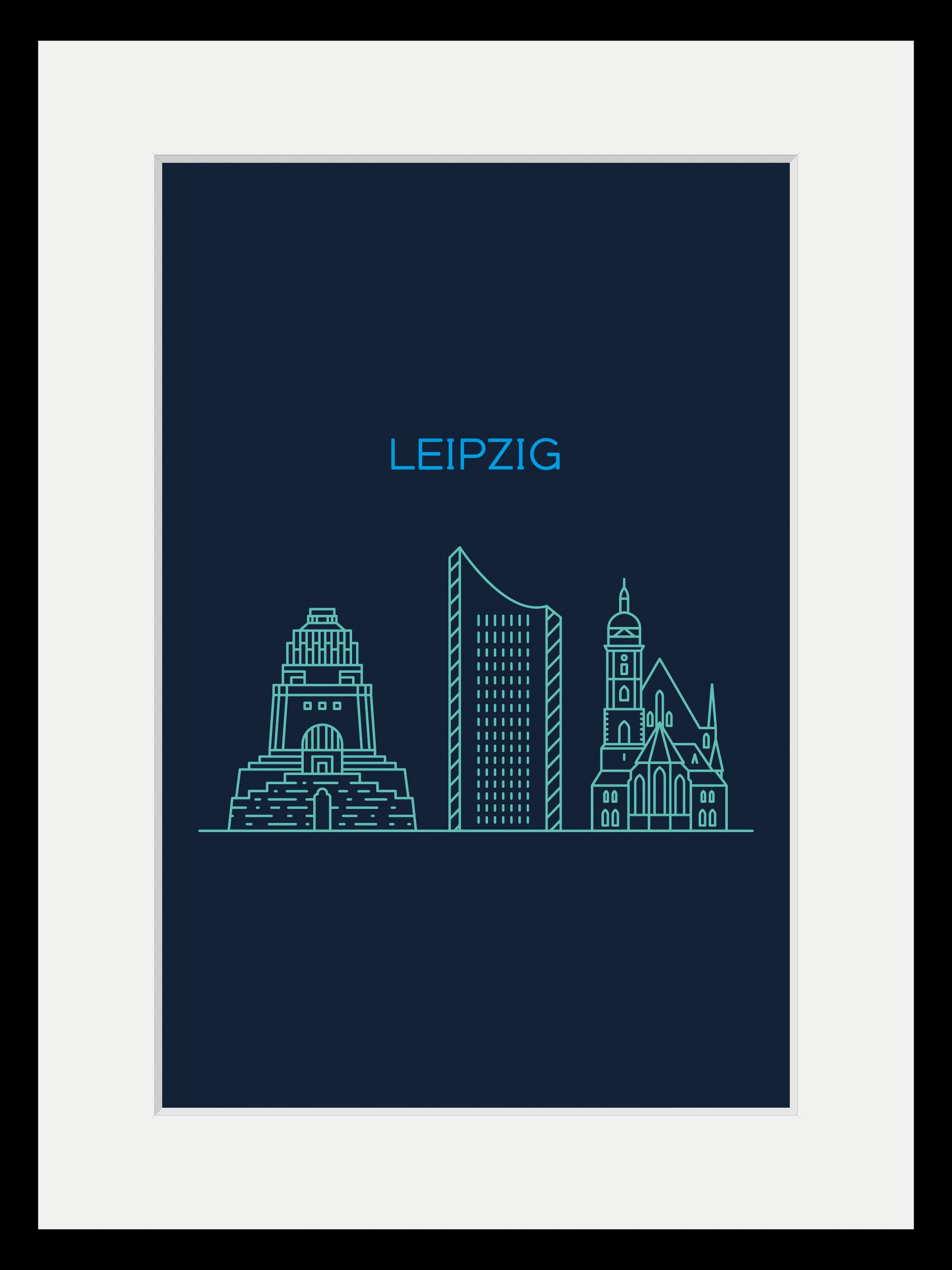 queence Image »Leipzig Sightseeing« 1 cuis tlg. HD Premium Poster-Druck inkl. Holzrahmen