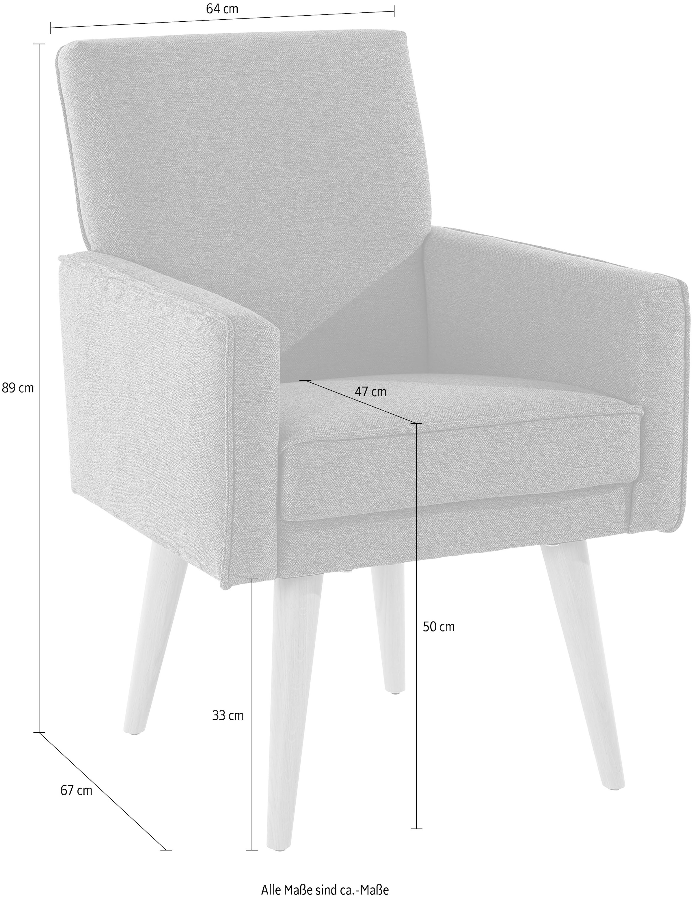 exxpo - sofa fashion Sessel »Lungo, Loungesessel mit moderner Kedernaht, bequem und elegant« Breite 64 cm, hoher Holzfuss