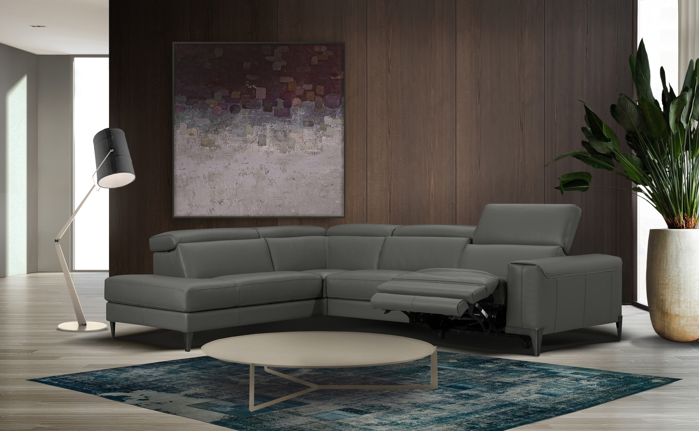 CALIA ITALIA Canapé d'angle »Benja, Designsofa mit erstklassigen Komfortfunktionen zum Wohlfühlen« en cuir, avec fonction relax électrique