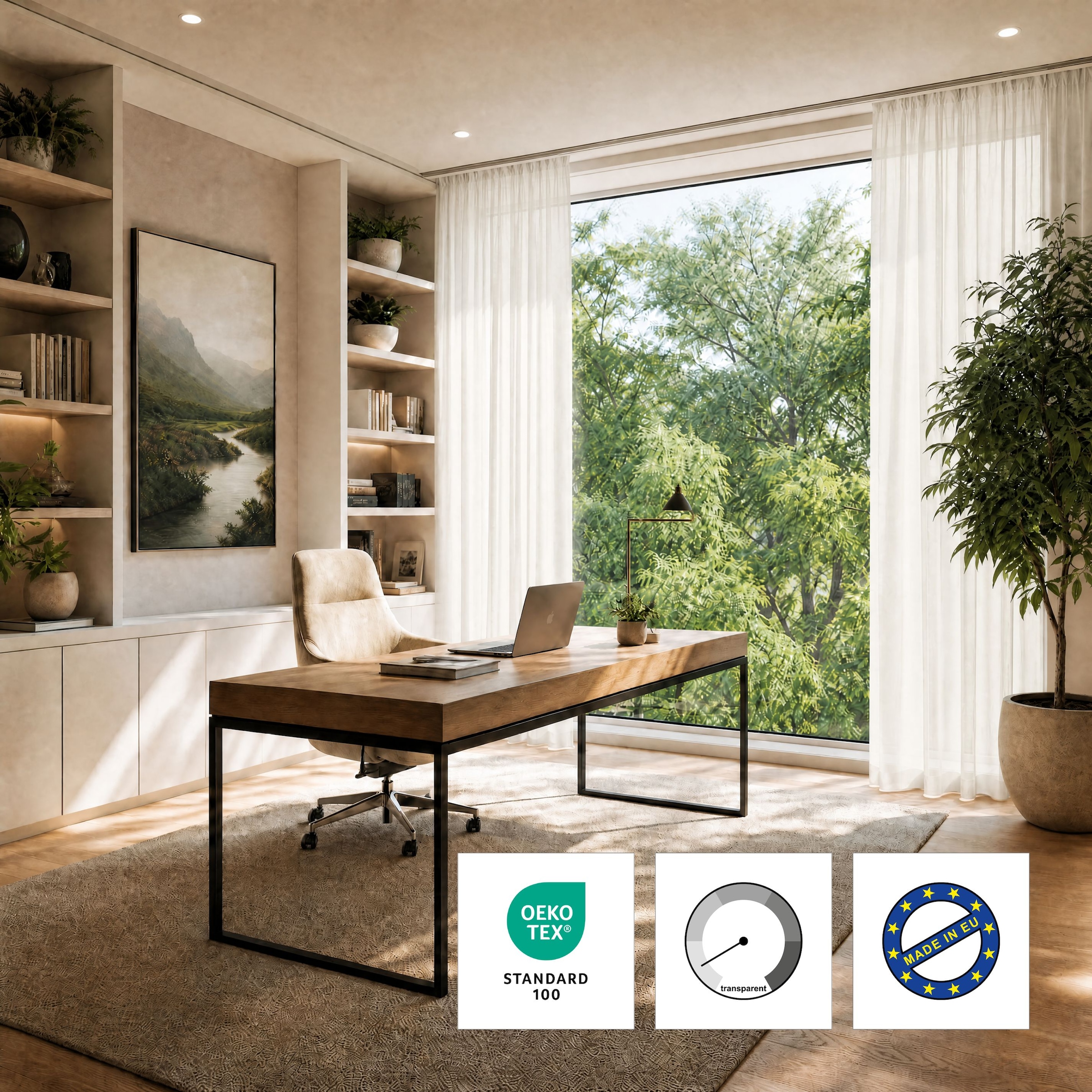 Image of GOODproduct "ELVIRA, nach Wunschmass, transparent, Made in Europe" Kräuselband 1 Stk. tlg. Massanfertigung, made in europe, Wohnzimmer, Schlafzimmer, uni