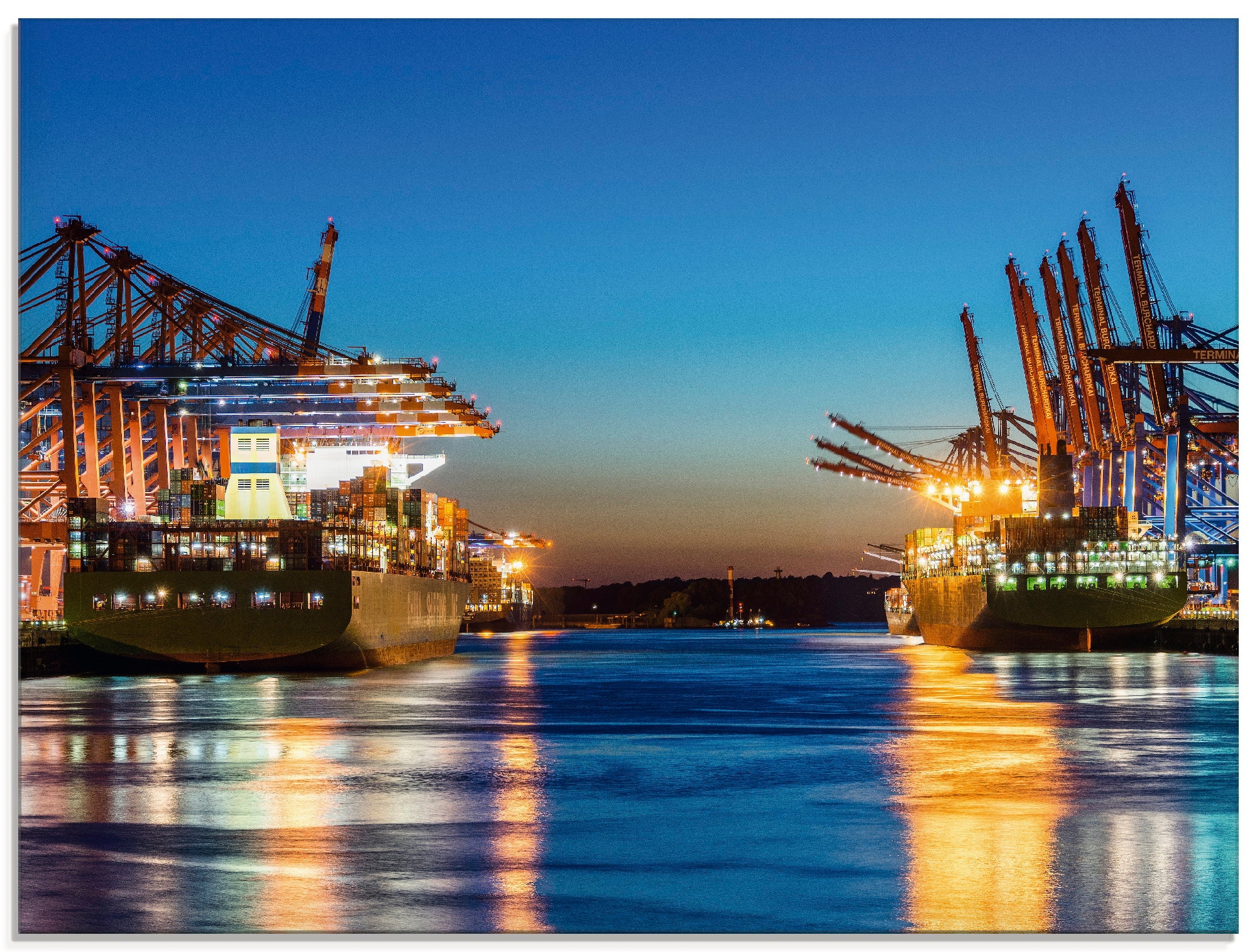 Image of Artland Glasbild "Hamburg Hafen am Abend 2" Deutschland 1 Stk. tlg. in verschiedenen Grössen