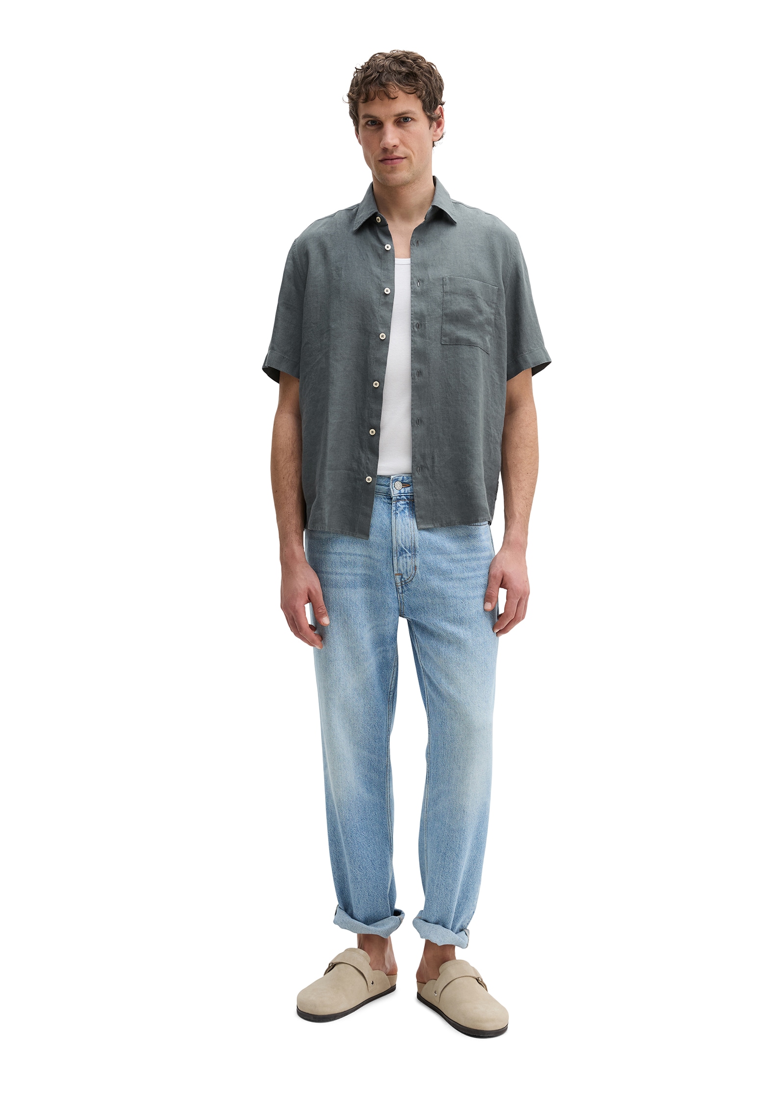 Marc O'Polo Chemise en lin avec poche poitrine appliquée