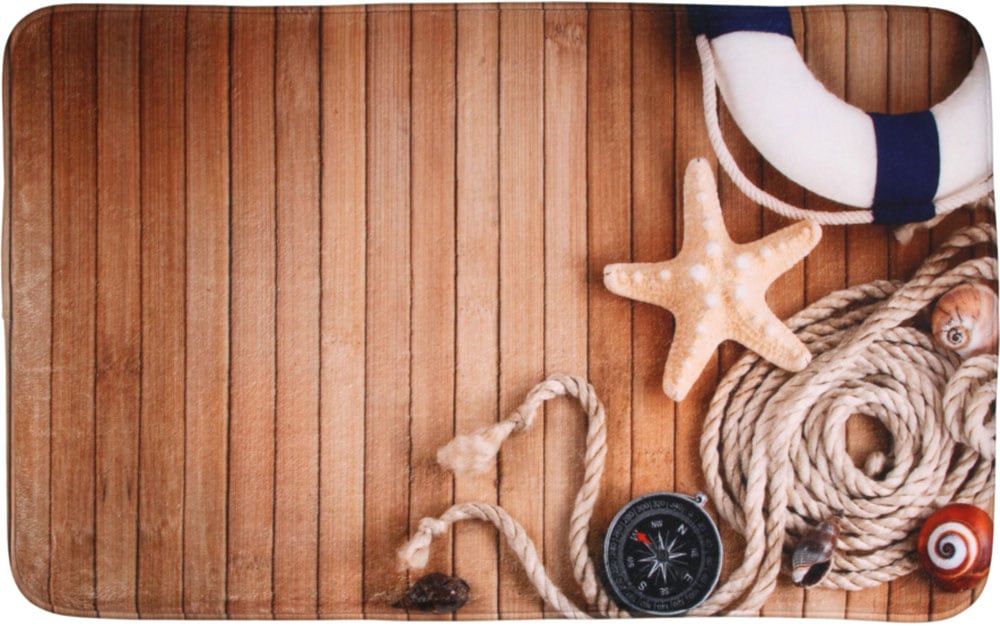 Sanilo Set d'accessoires de salle de bain »Maritime« bestehend aus WC-Sitz, Badteppich, Stöpsel, Seifenspender, WC-Bürste