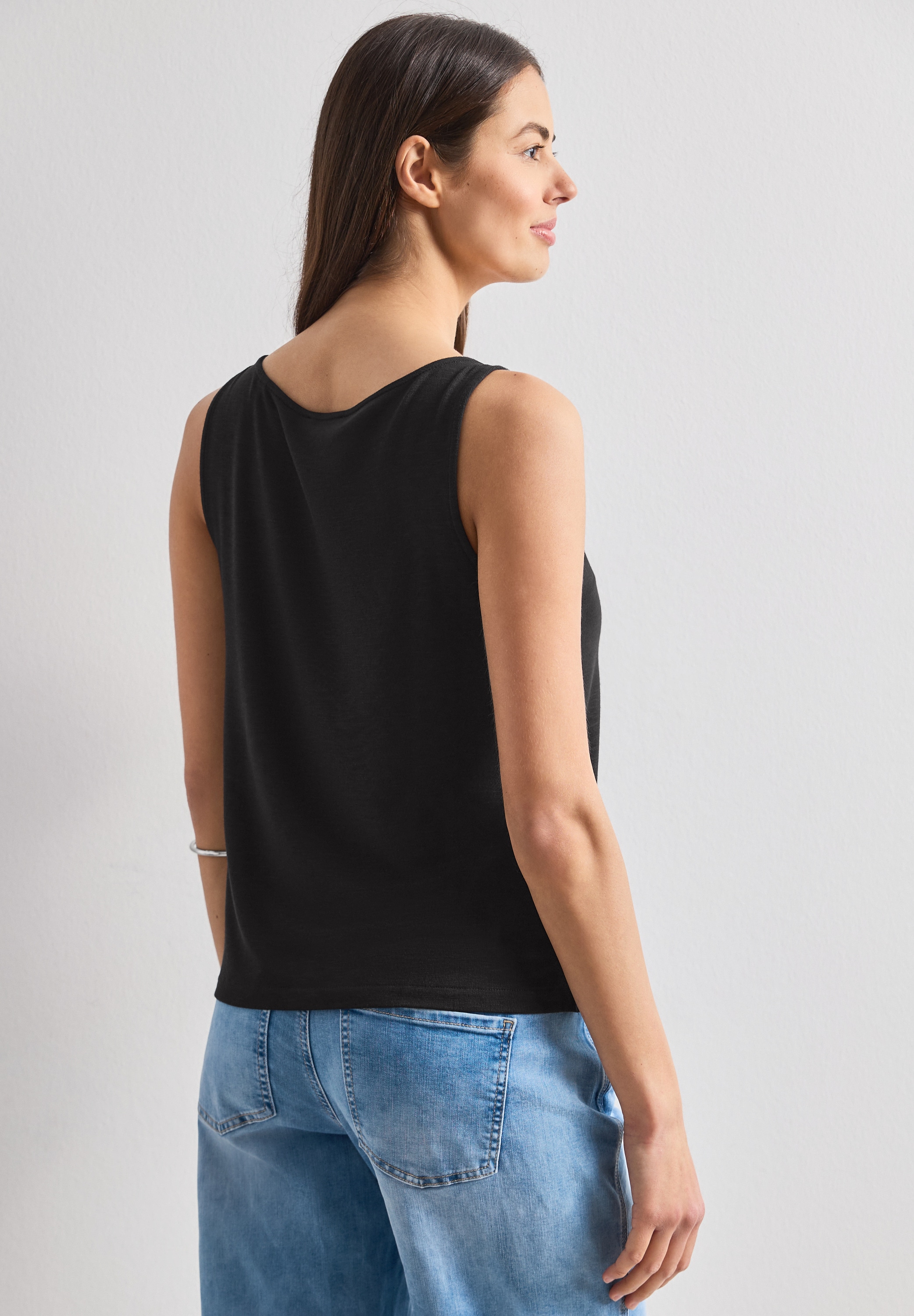 STREET ONE Strandtop Sommertop mit U-Boot-Ausschnitt und Schulterdetail