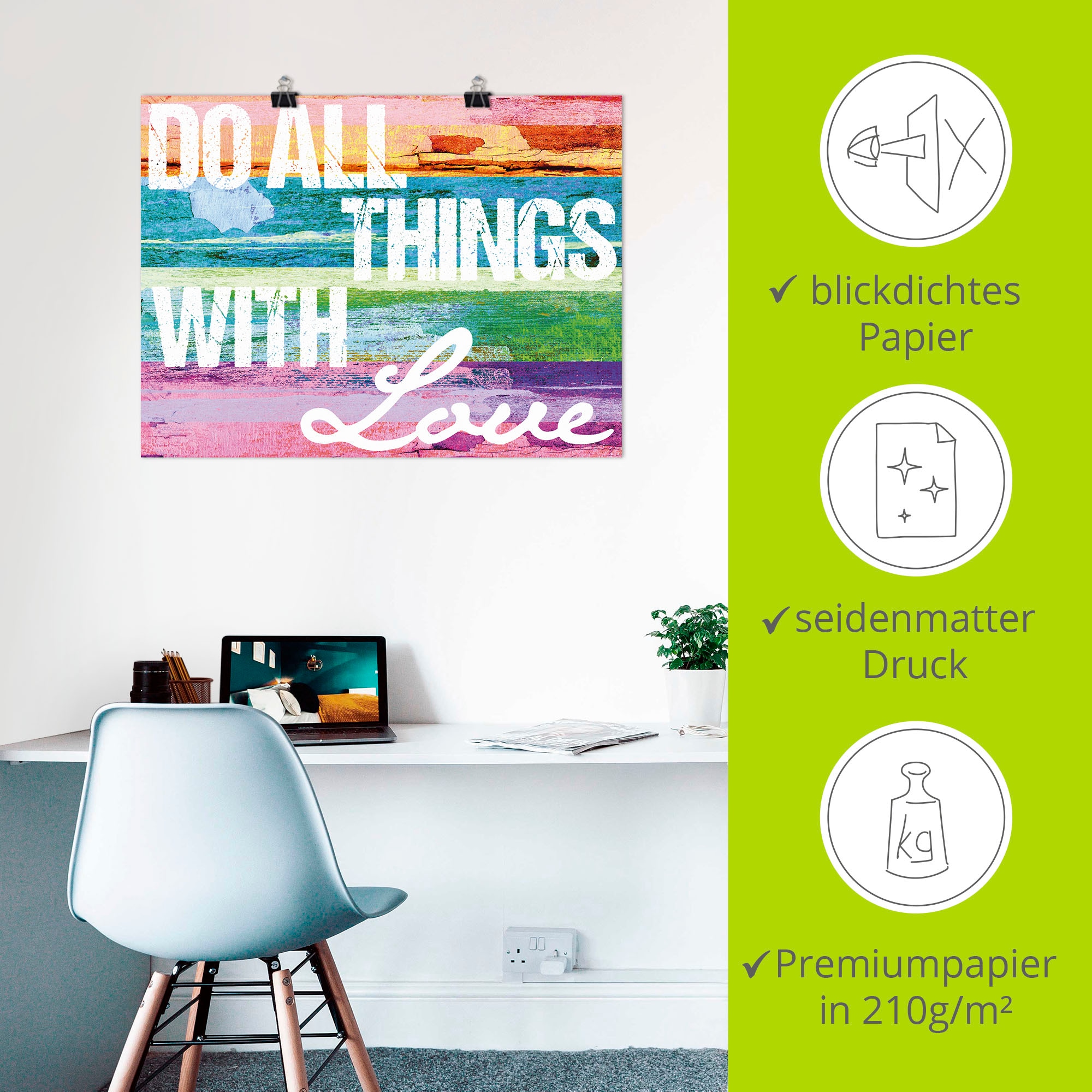 Artland Wandbild »Tu alles mit Liebe« Sprüche & Texte 1 Stk. tlg. als Leinwandbild, Poster in verschied. Grössen