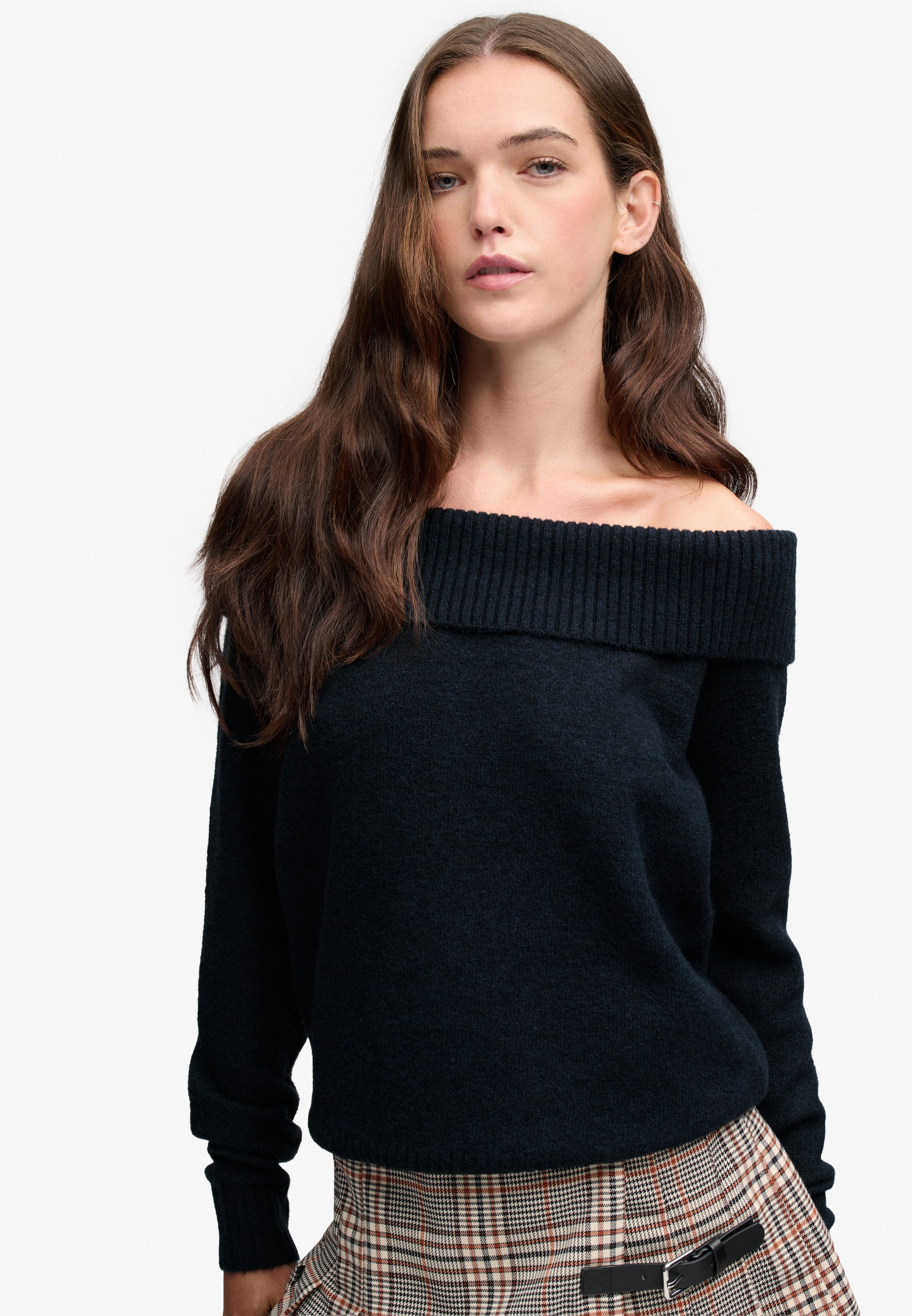 Image of Superdry Strickpullover "BARDOT KNITTED JUMPER" Materialmix, hochwertig mit Woll-Anteil