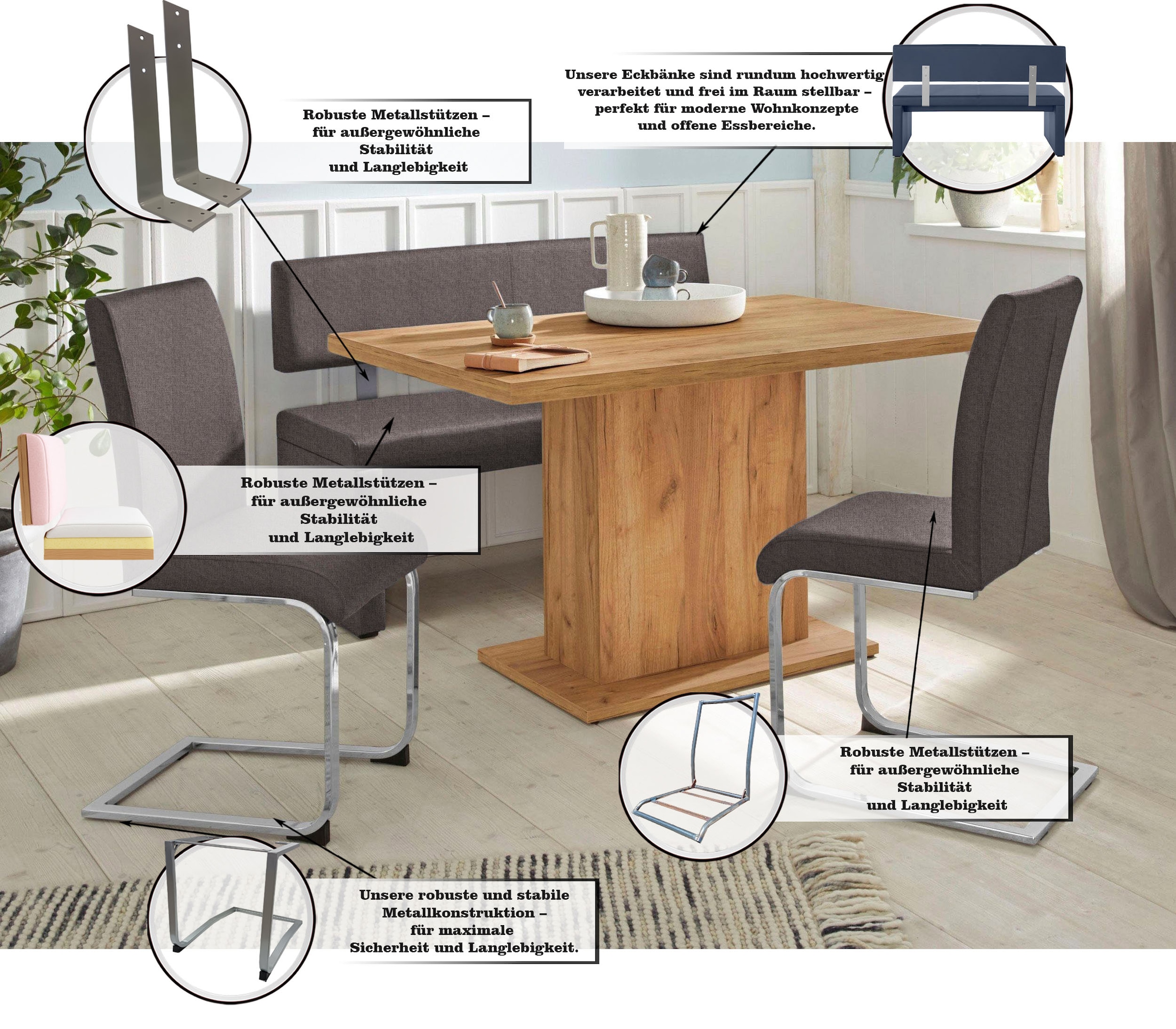 Home affaire Sitzbank »Charissa« mit Lehne, Breite 140, 160 oder 180 cm