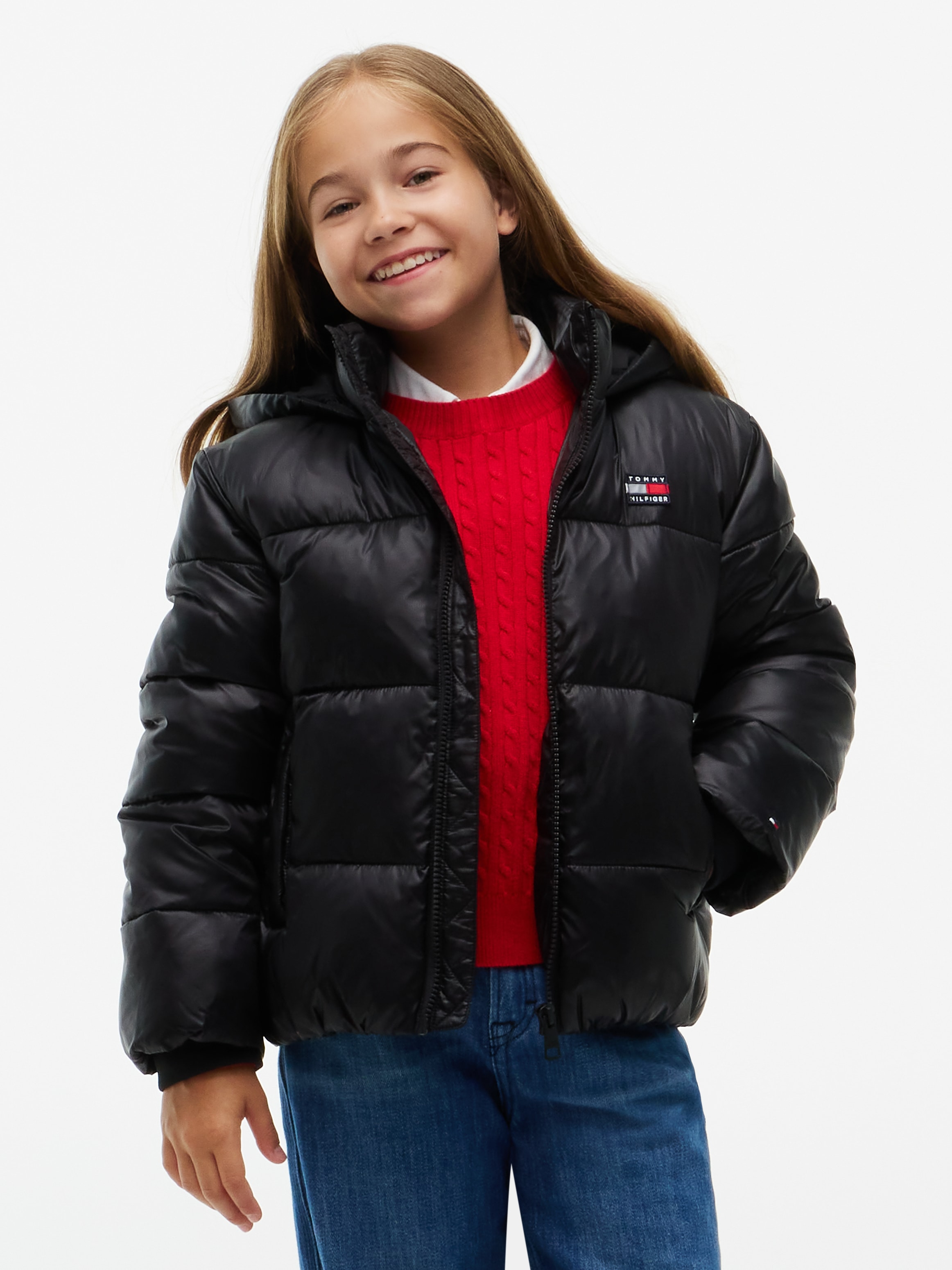 Image of Tommy Hilfiger Steppjacke mit Kapuze mit Kapuze, Regular Fit, leicht glänzendes Material