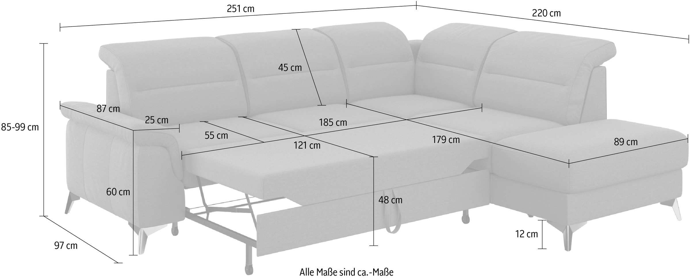 sit&more Ecksofa »Sinatra L-Form«, mit Ottomane, optional mit Kopfteilverstellung und Armteilfunktion