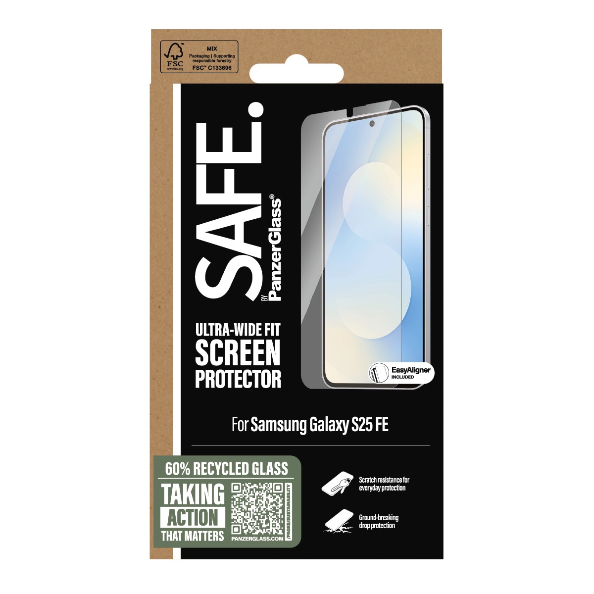 SAFE by PanzerGlass Displayschutzglas »Ultra-Wide Fit Screen Protector« für Samsung Galaxy S25 FE Displayschutzfolie, Schutzfolie, Bildschirmschutz, kratz- & stossfest