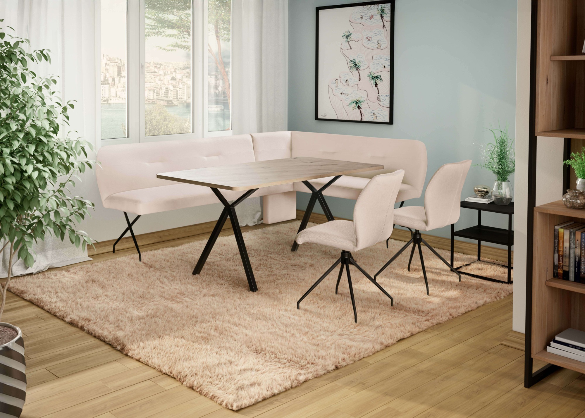 OTTO home Drehstuhl "Bruna Esszimmerstuhl,Polsterstuhl, Küchenstuhl, 4-Fußstuhl" () 360 drehbar, mit automatischer Rückstellung, 2-Stoff-Design
