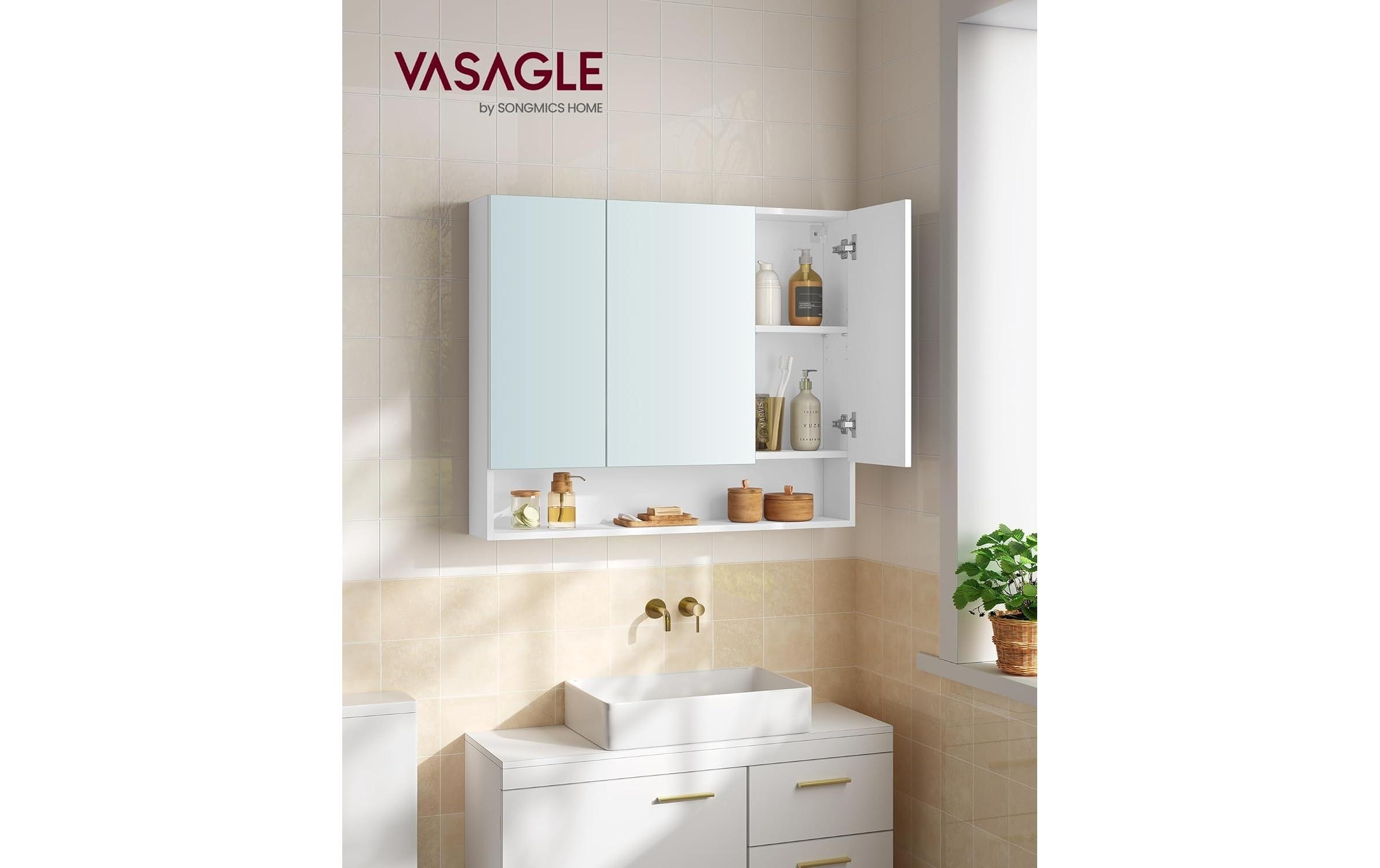 VASAGLE Spiegelschrank »90 x 16,5 x 75 cm«