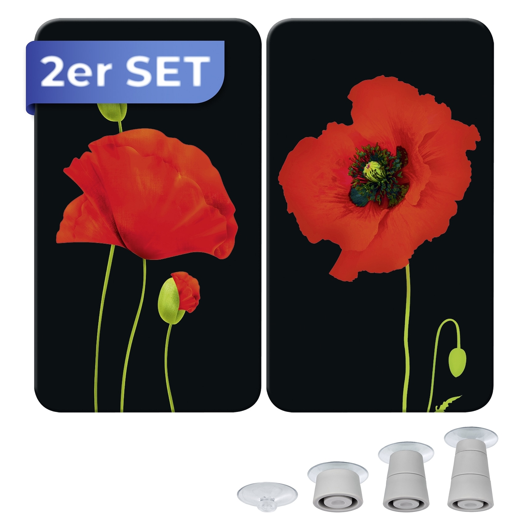 Maximex Herd-Abdeckplatte »Universal Modell Mohn«, (Set, 2 tlg.), Herdabdeckung für alle Herdarten, kratzfest, mit rutschfesten Füssen