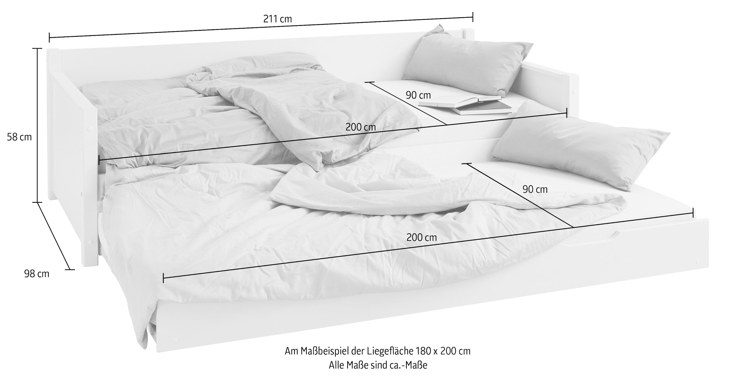 Lüttenhütt Daybett »"TIPO " zertifiziertes Massivholz,«, Gästebett, platzsparend, Option für 2. Schlafgelegenheit