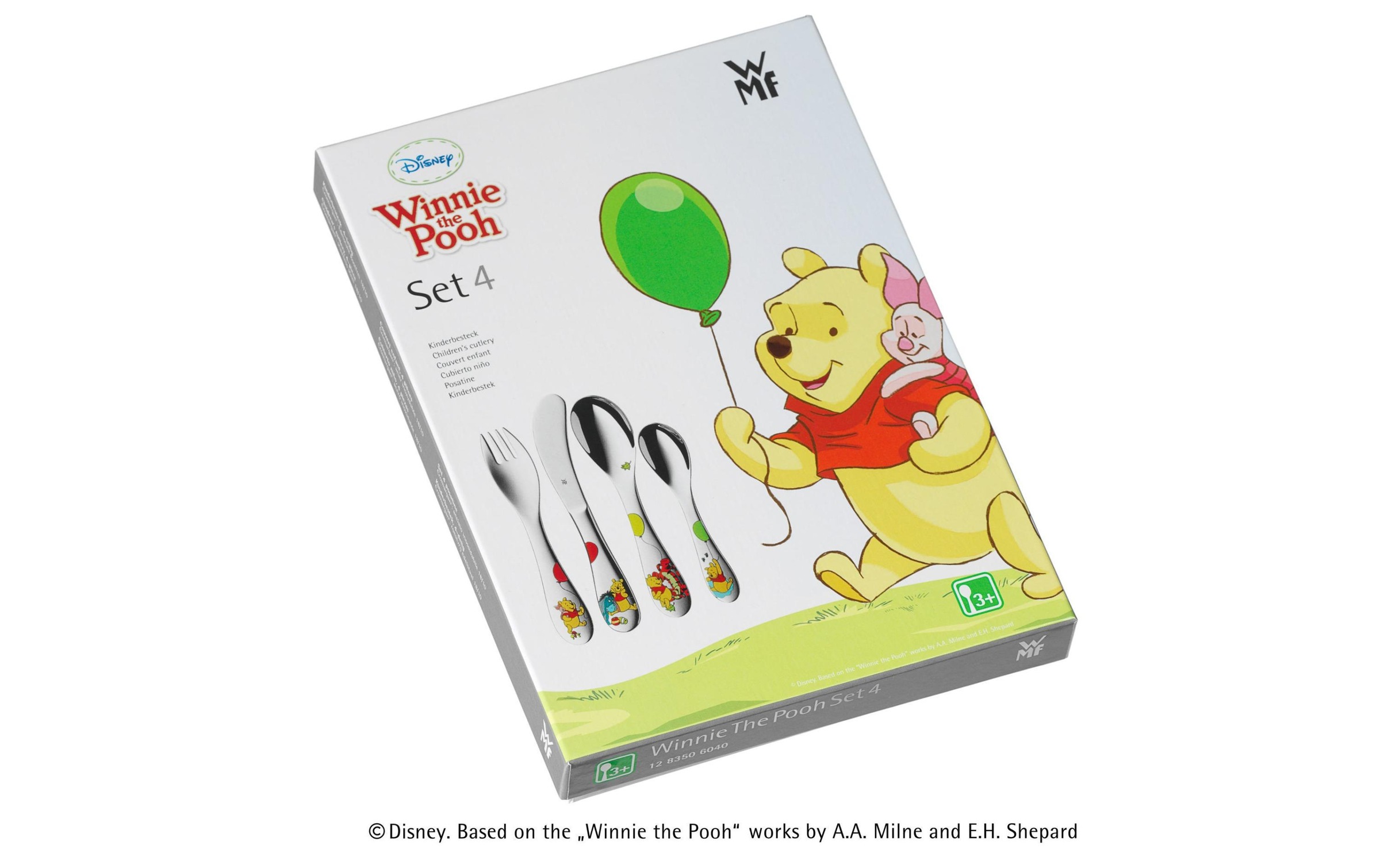 WMF Kinderbesteck »WMF Kinderbesteckset Disney Winnie«, 1 Kinderlöffel, 1 Kindergabel, 1 Kindermesser, 1 Kinderkaffeelöffel