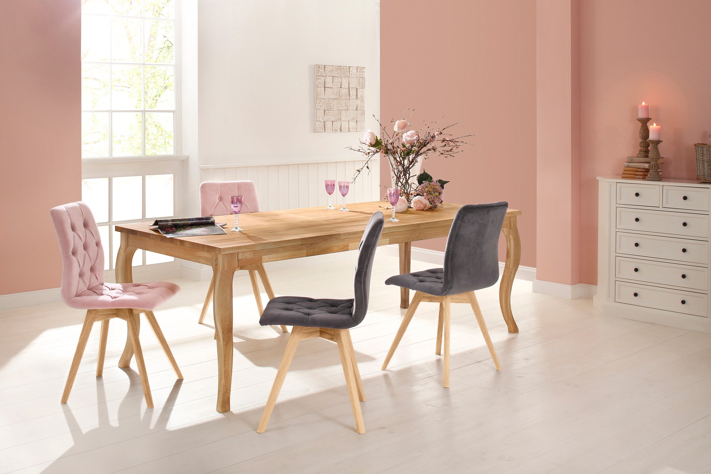GOODproduct Chaise de salle à manger »Rania« (Ensemble) 2 cuisen set de 2/4/6, pieds en bois massif