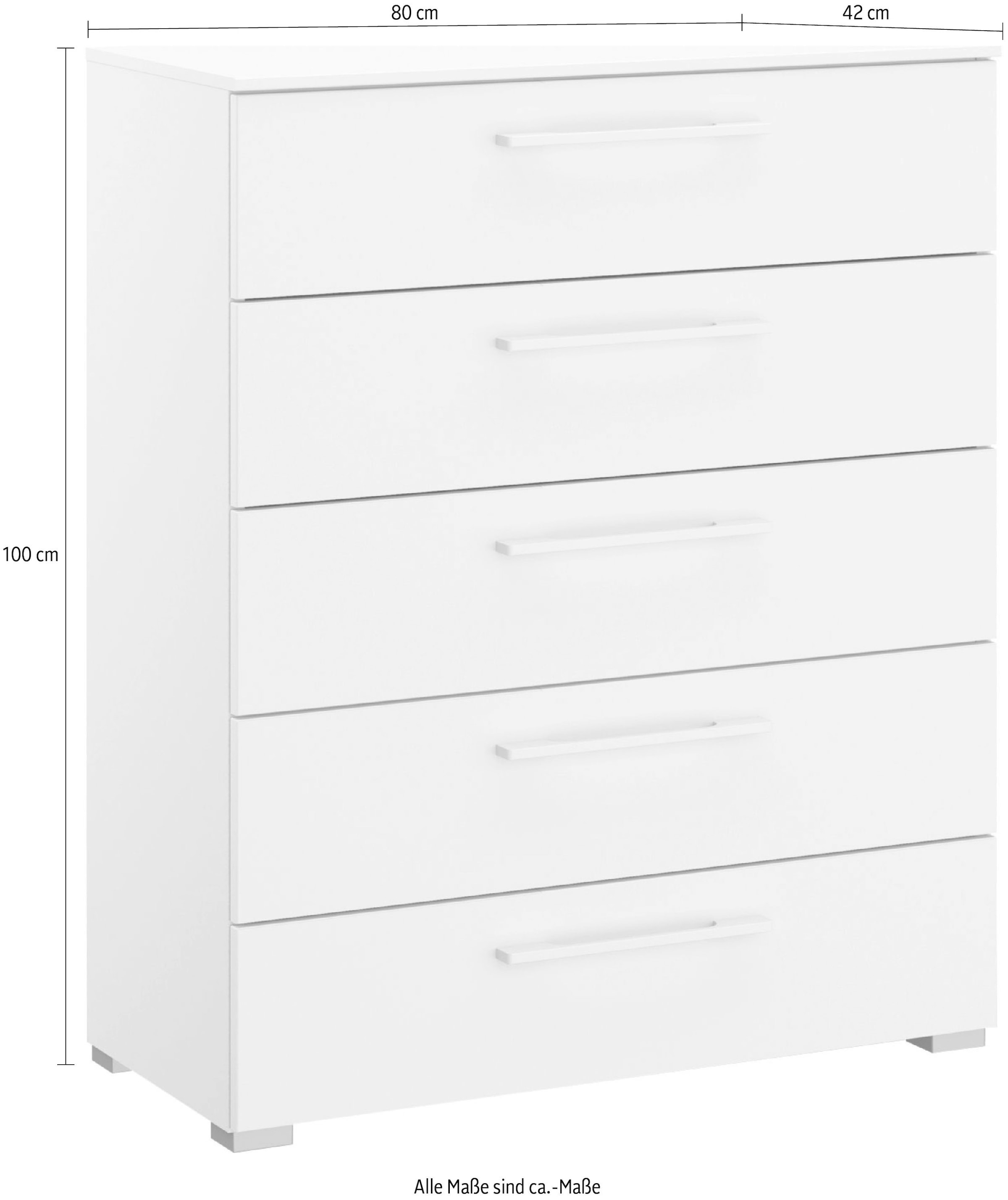 rauch Commode à tiroirs »Kommode Sideboard Wäscheschrank Schrank SKAT PURE« Incl. fonction SOFT-CLOSE,  avec 5 tiroirs au design puriste MADE IN GERMANY
