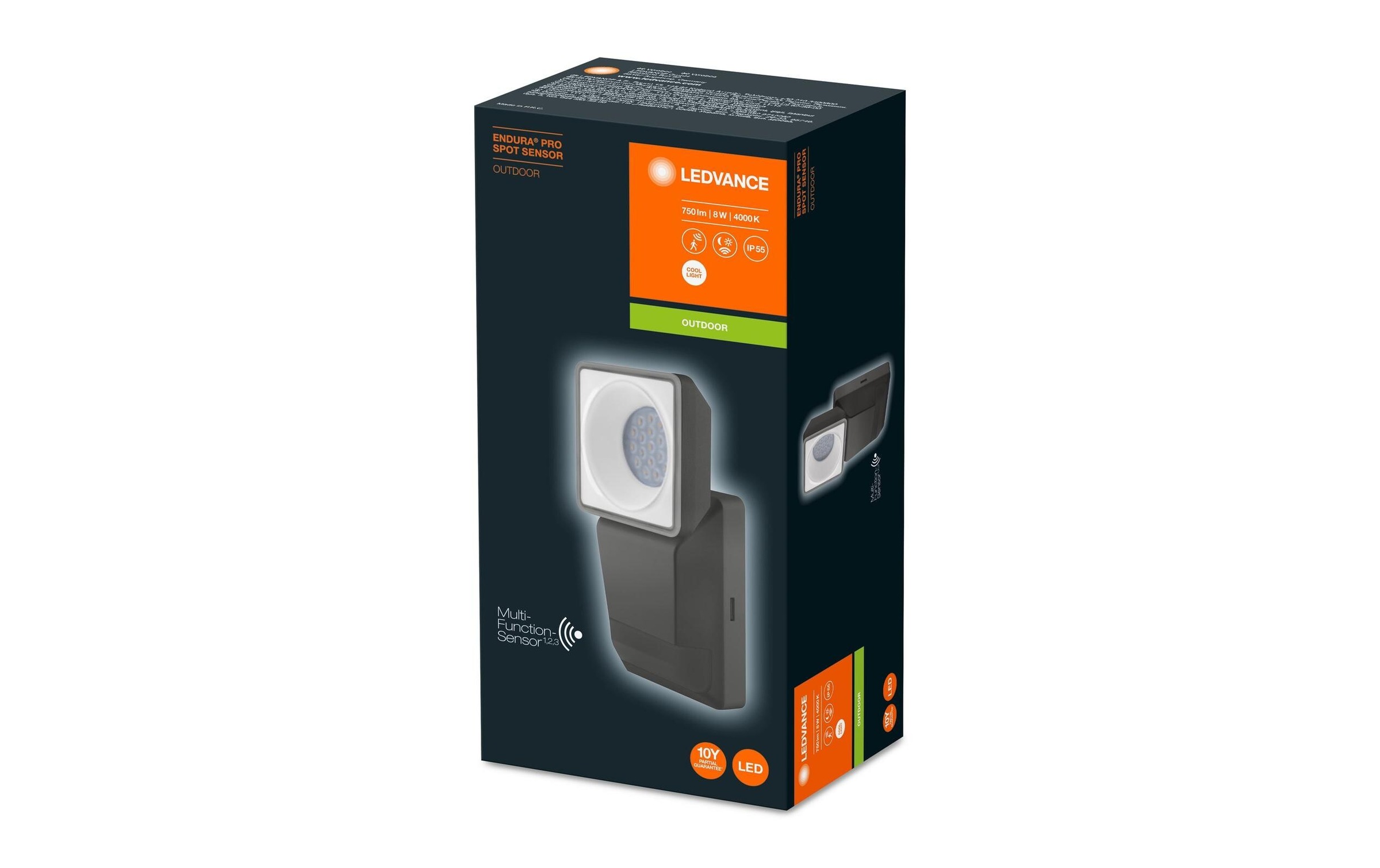 LED Wandleuchte »Endura Pro Spot Sensor, 8W, Grau« Neutralweiss
