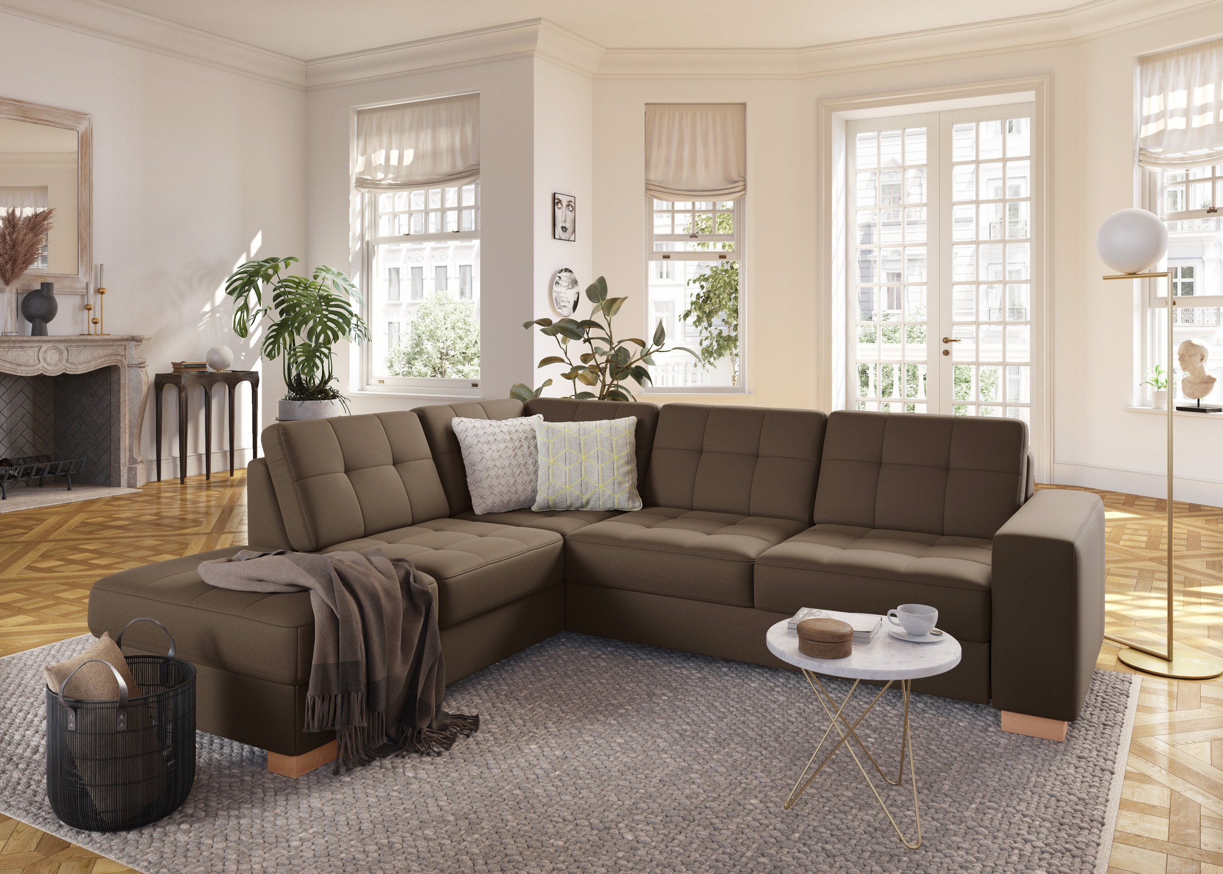 sit&more Ecksofa »Quincy L-Form«, wahlweise mit Bettfunktion und Bettkasten