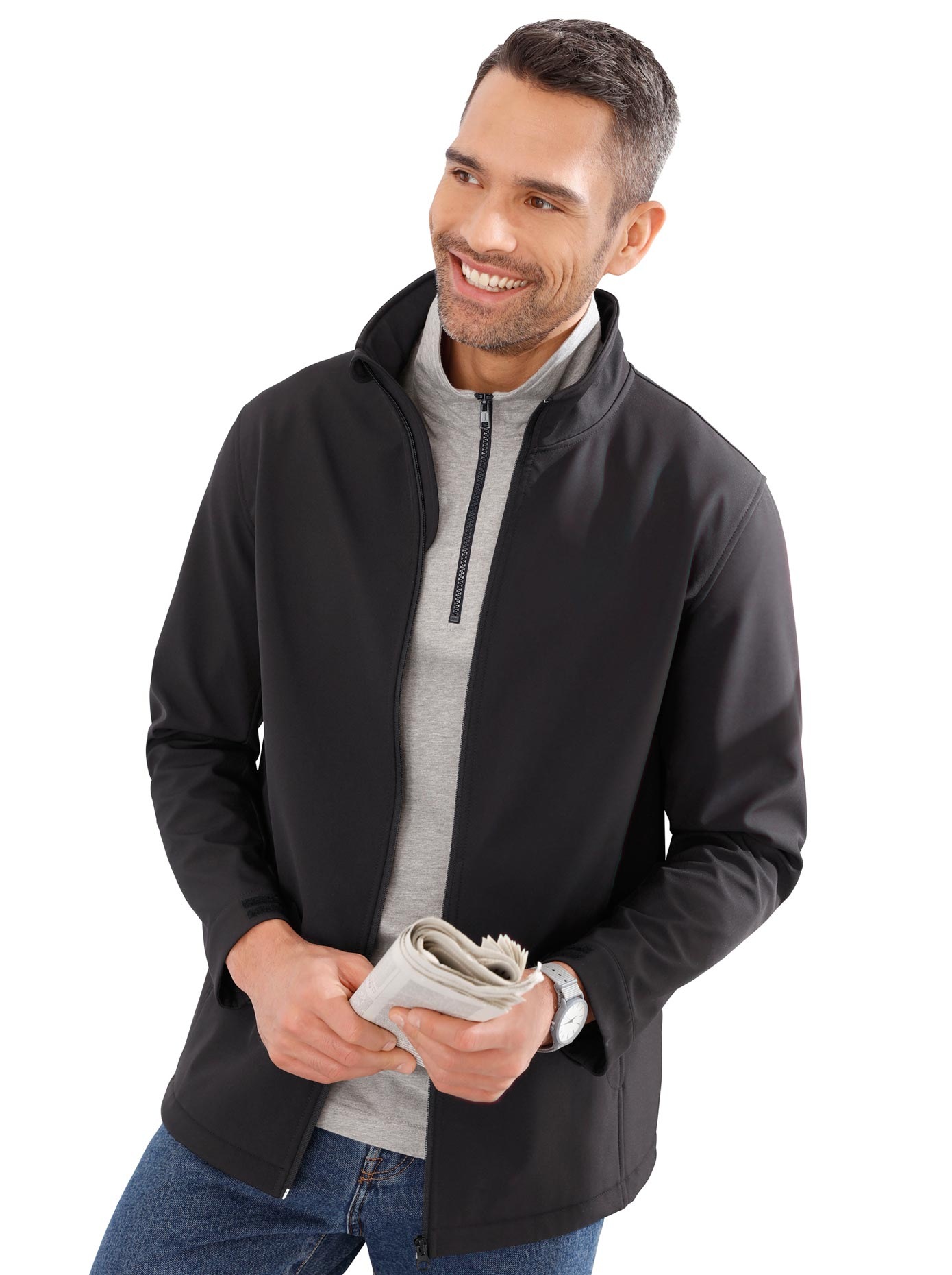 Softshell-Jacke mit schützendem Stehkragen