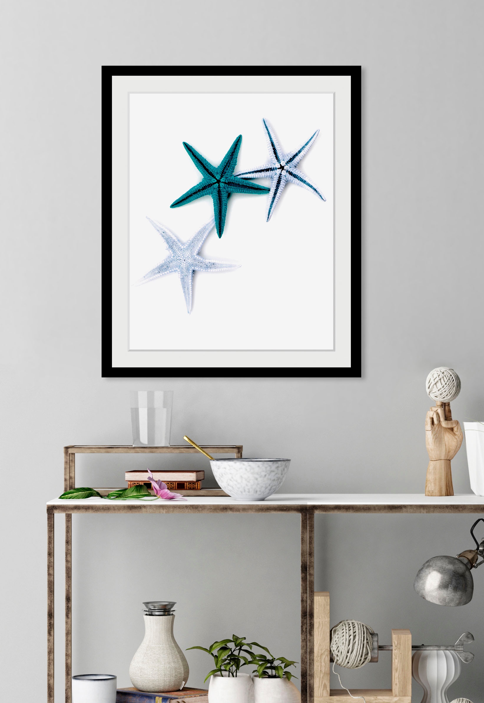 Image of queence Bild "Laura" Kunst Meer Wassertiere 1 Stk. tlg. HD Premium Poster-Druck inkl. Holzrahmen