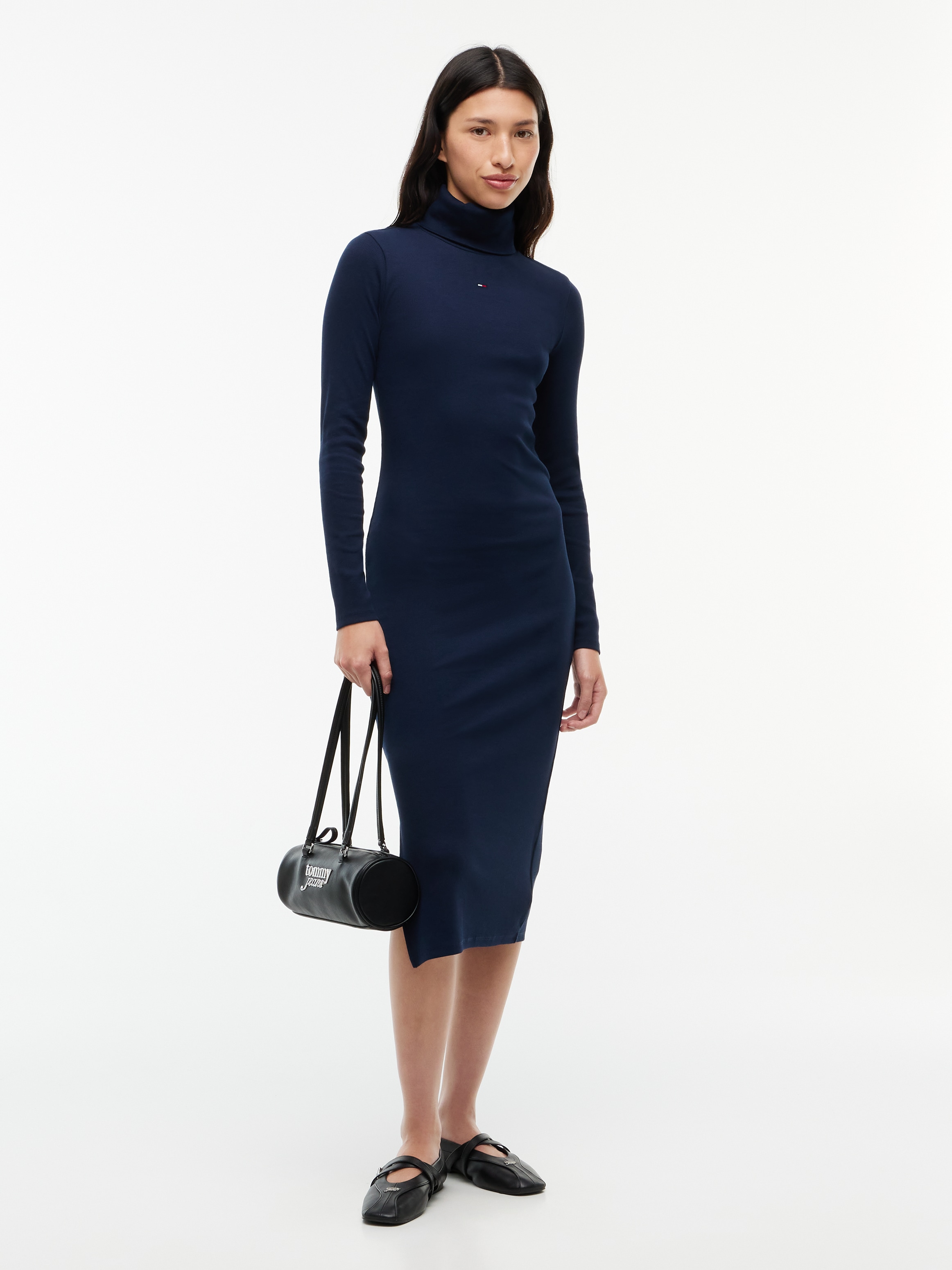 Tommy Jeans Robe en jersey »TJW TURTLNCK BODYCON MIDI DRESS« mélange de coton, ajusté