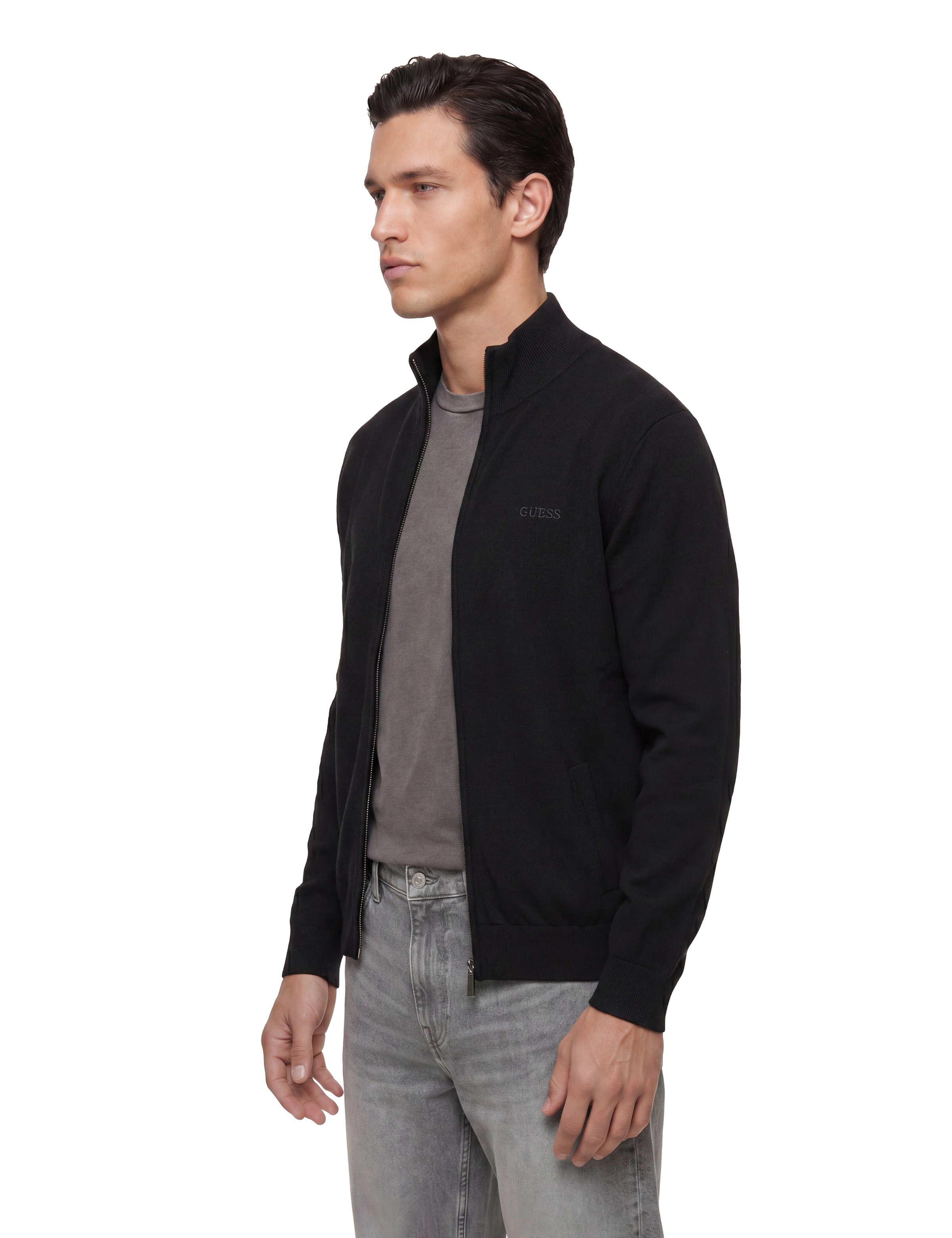 Guess Veste en tricot »MAGNUS« Stehkragen, Regular Fit, Eingrifftaschen
