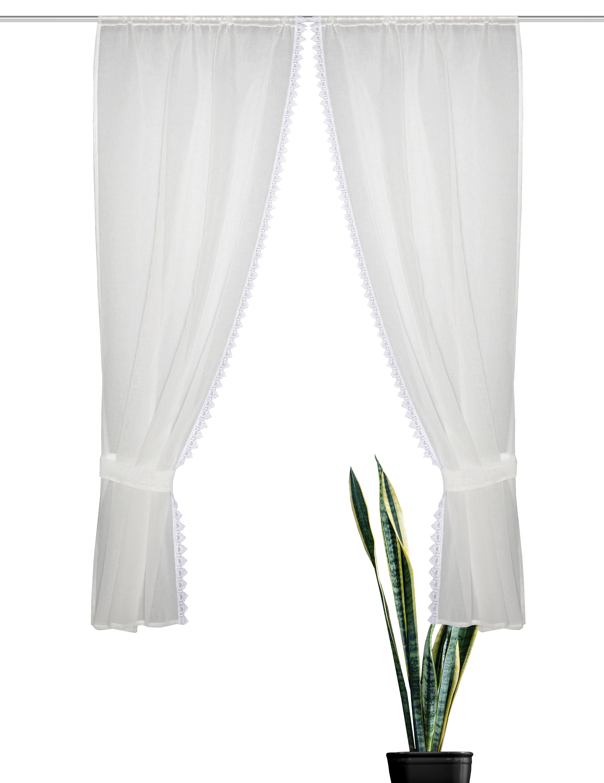 HOME WOHNIDEEN Rideau »NISHAY« Passage tige 1 cuis tlg. 4tlg.Raffgarnitur Leinenoptik, Macramée