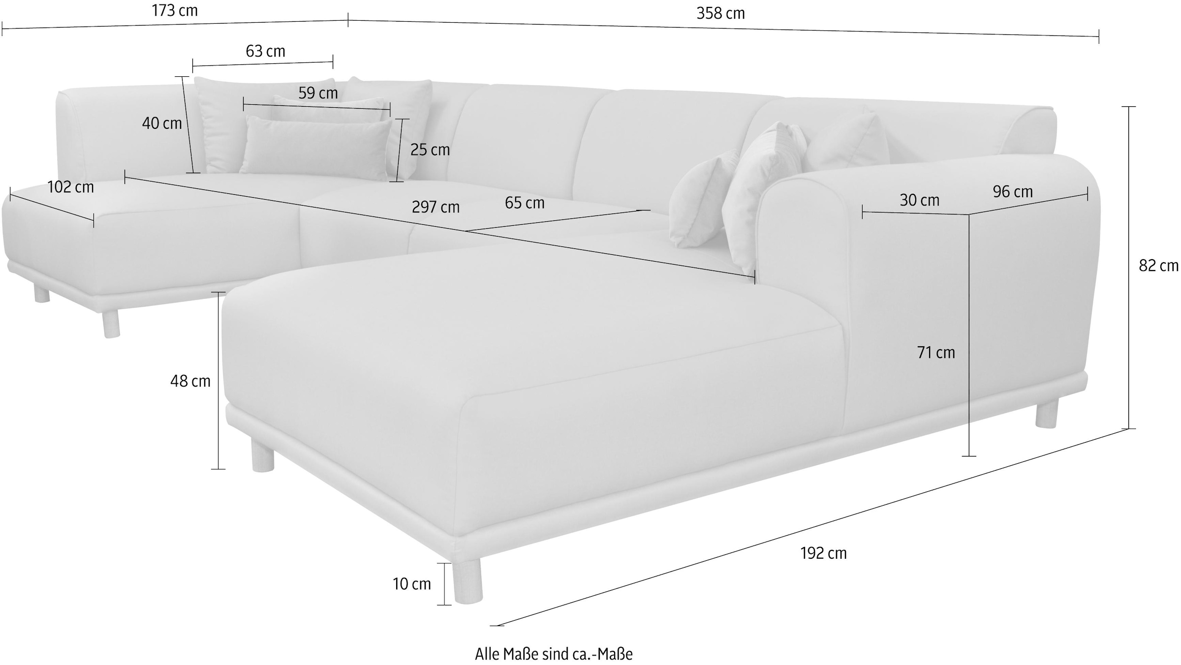 andas Wohnlandschaft »Maroon U-Form«, in skandinavischem Design, mit losen Kissen