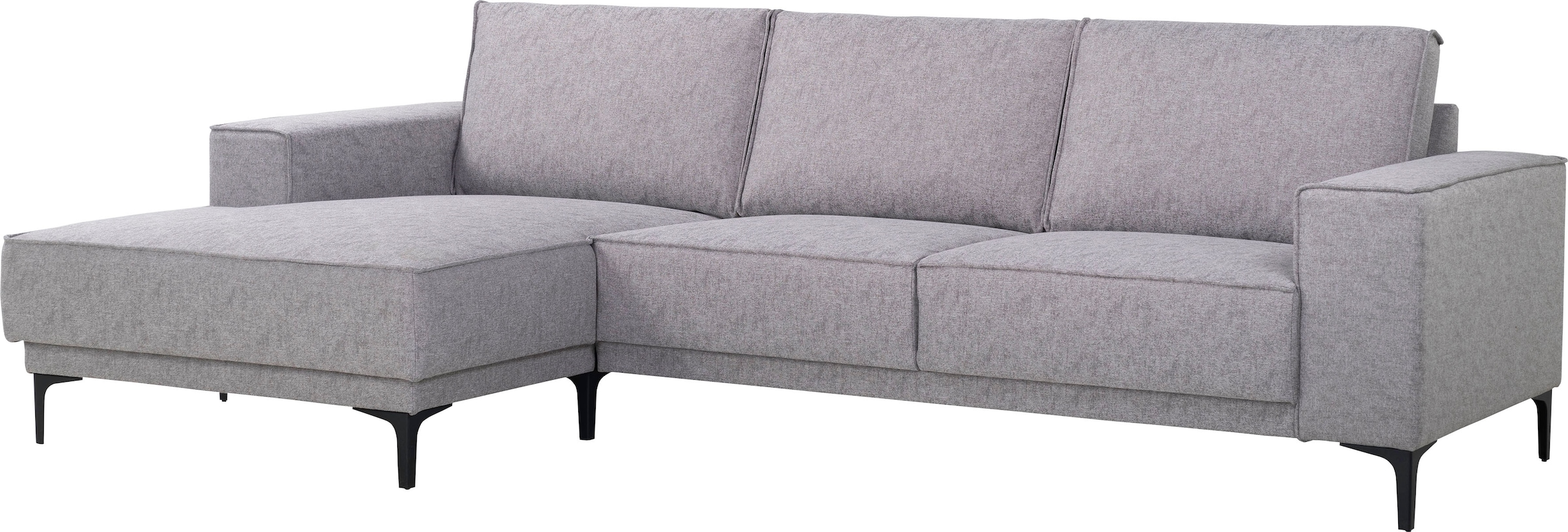 Places of Style Ecksofa »Polsterecke Oland, Struktur, Flachgewebe, Luxus-Microfaser, Boucle«, L-Form, 280 cm, Wellenunterfederung, Skandi-Design, Metallfüsse
