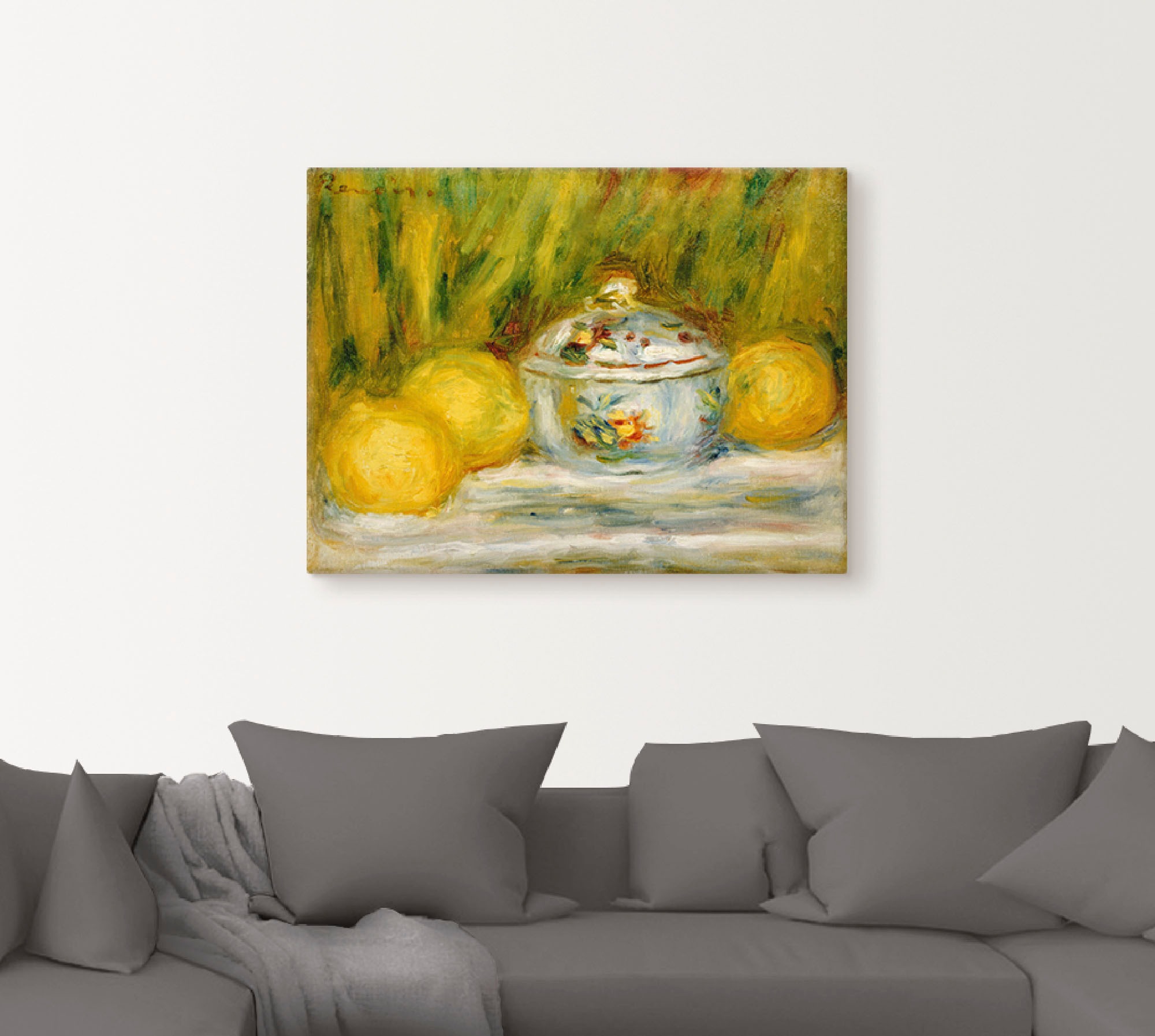 Artland Wandbild »Stillleben mit Zuckerdose und Zitronen«, Arrangements, (1 St.), als Leinwandbild, Wandaufkleber oder Poster in versch. Grössen