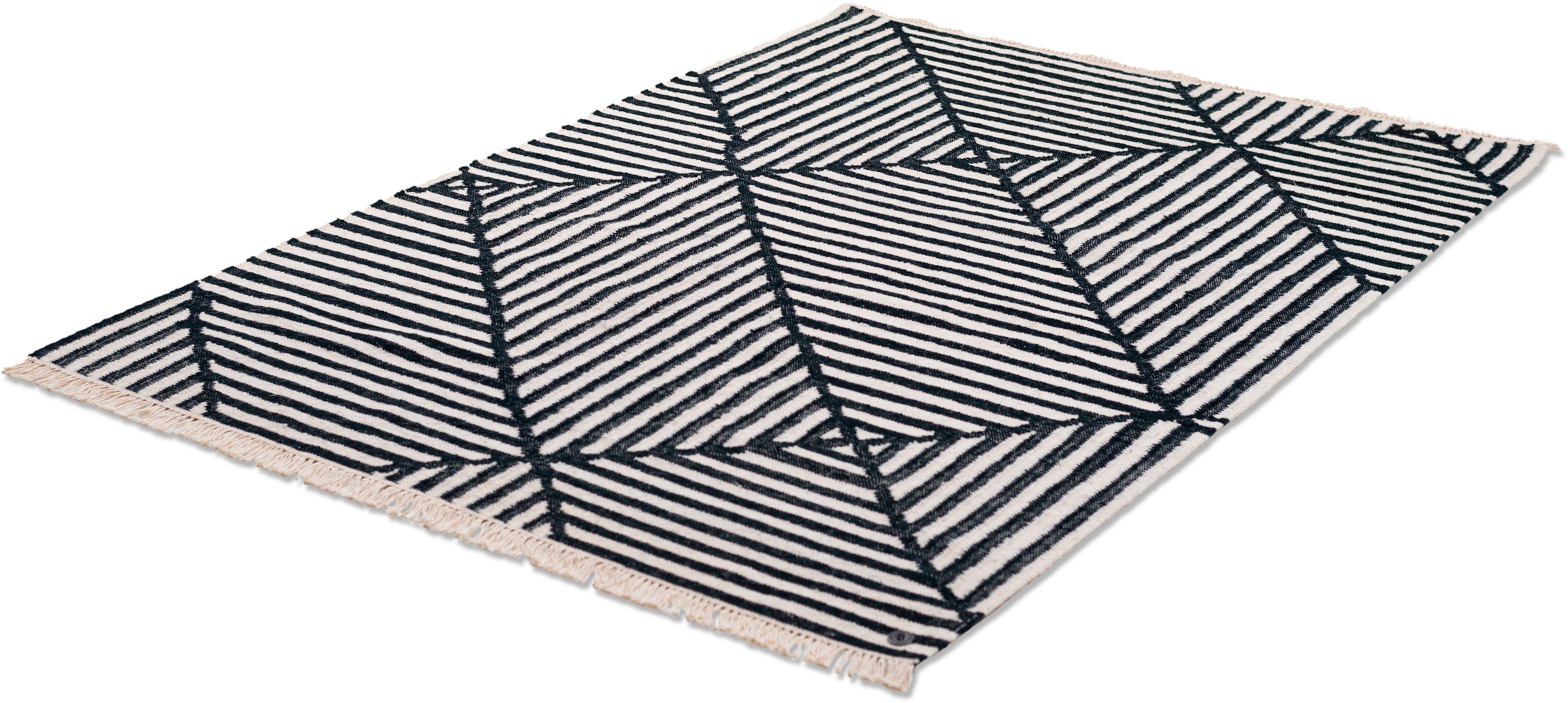 TOM TAILOR HOME Teppich »Criss Cross«, rechteckig, 5 mm Höhe, handgewebt, mit Fransen, Boho-Style