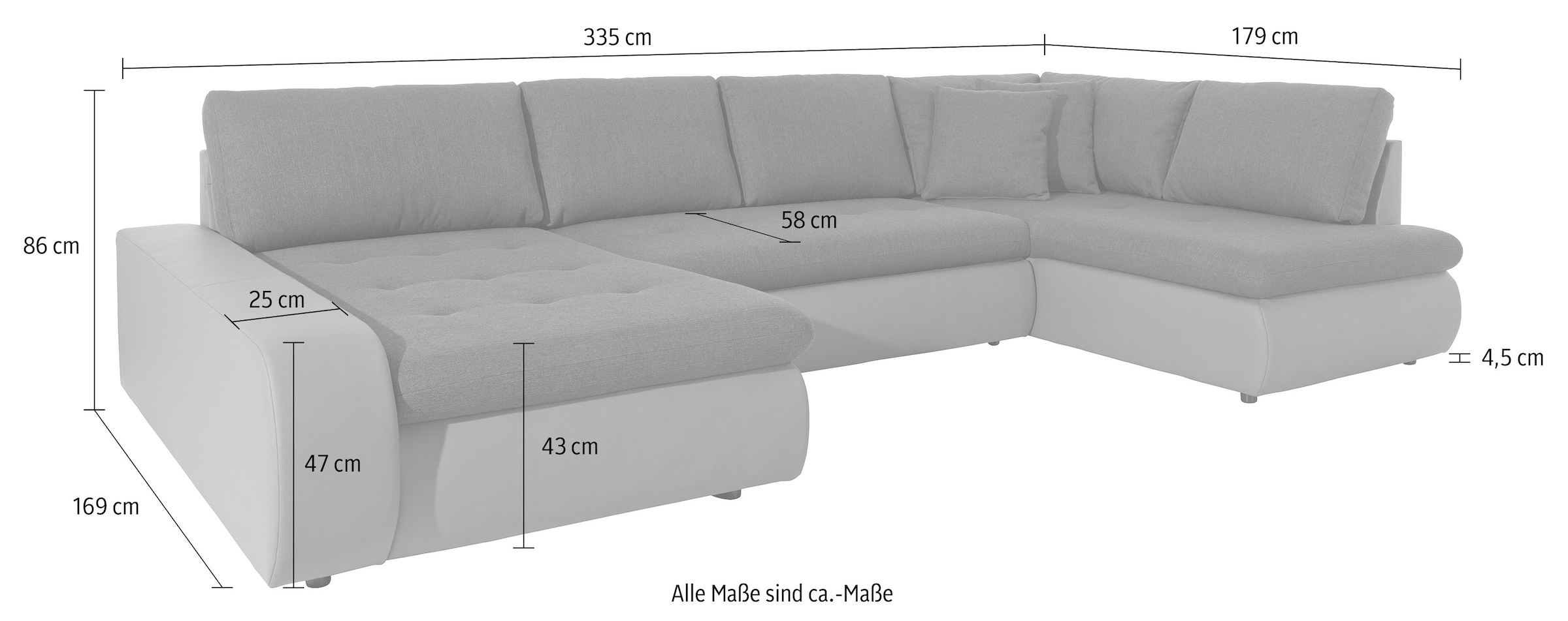 TRENDMANUFAKTUR Wohnlandschaft »Indie, toller Sitzkomfort, aufwendige Detailverarbeitung, U-Form«, wahlweise mit Bettfunktion