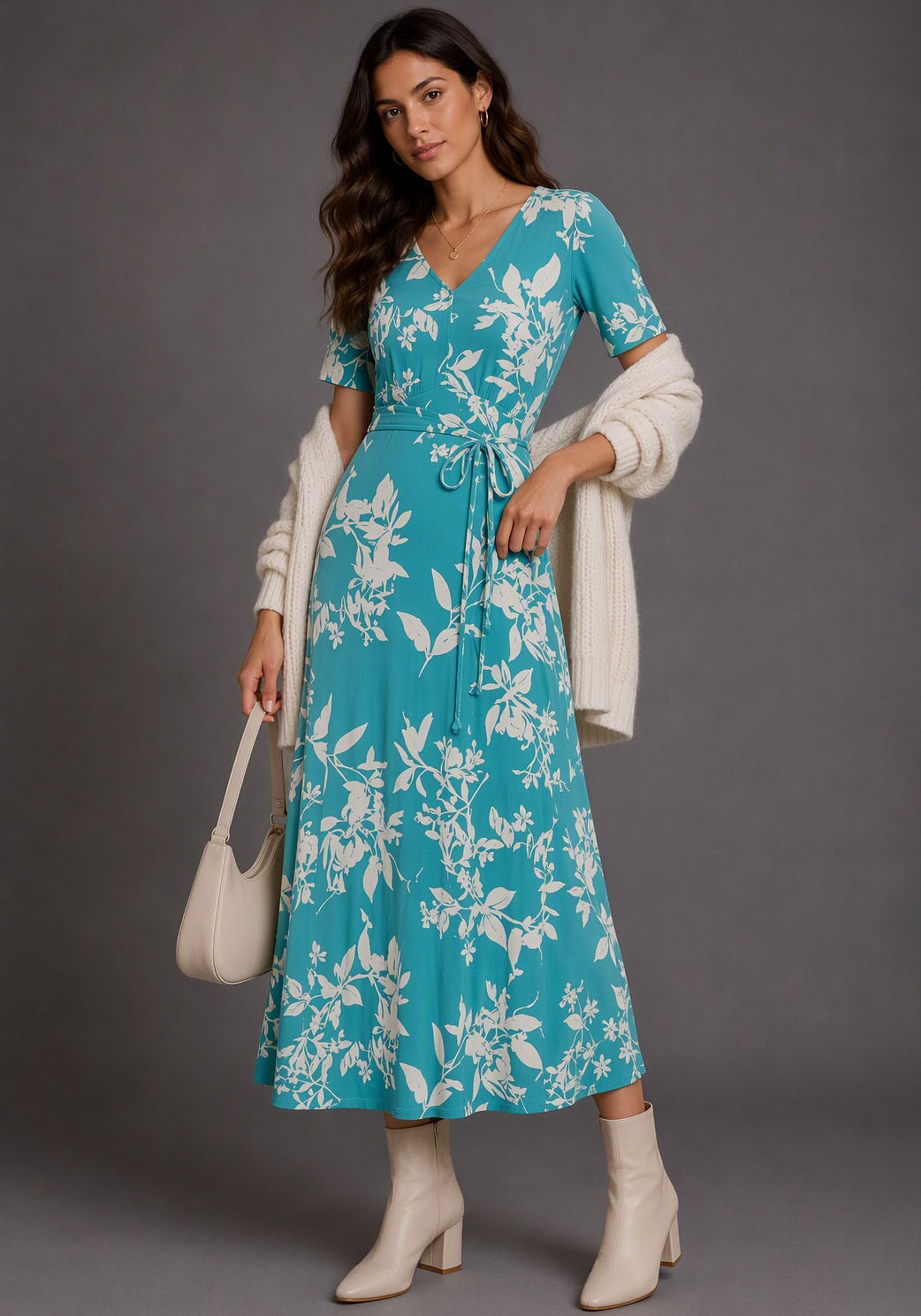 Image of Laura Scott Midikleid mit floralem Druck, aus weicher Stretchware