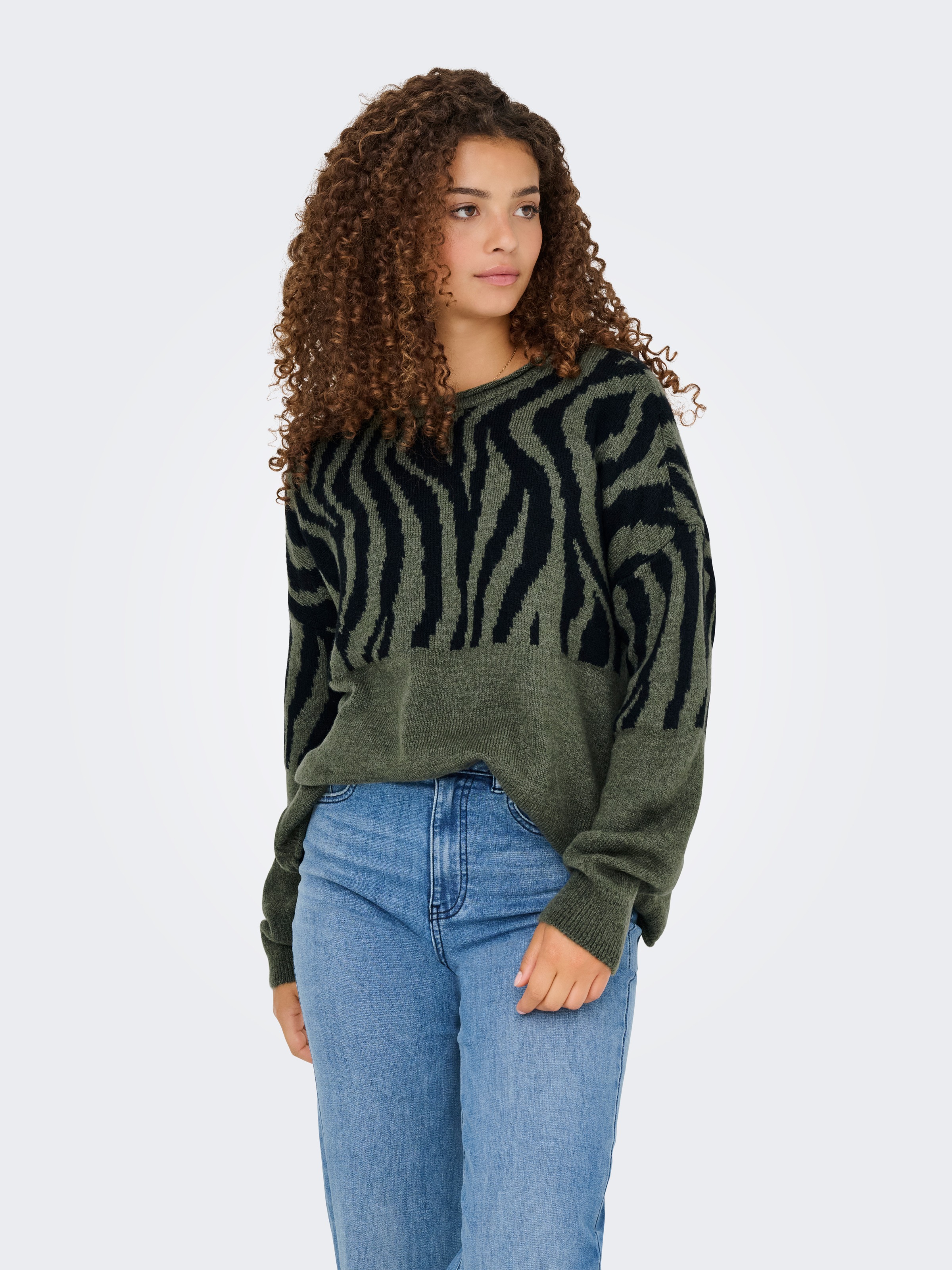 ONLY Rundhalspullover »ONLJADE ANIMAL LS O-NECK NOOS KNT«
