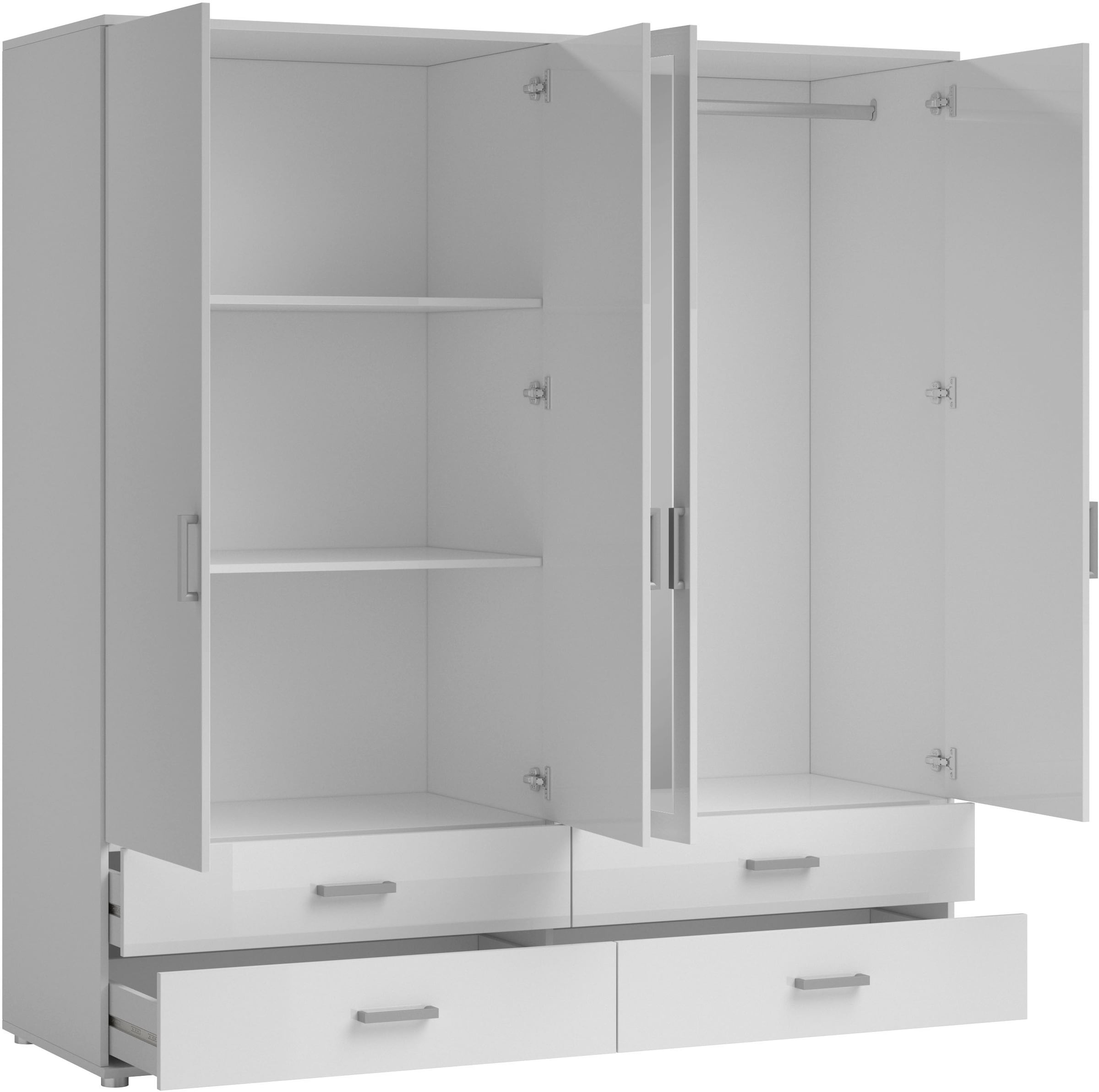 Schlafkontor Drehtürenschrank »Ivar Kleiderschrank mit Spiegel«, inklusive 2 Spiegeltüren und 2 farblich abgesetzten Schubkästen