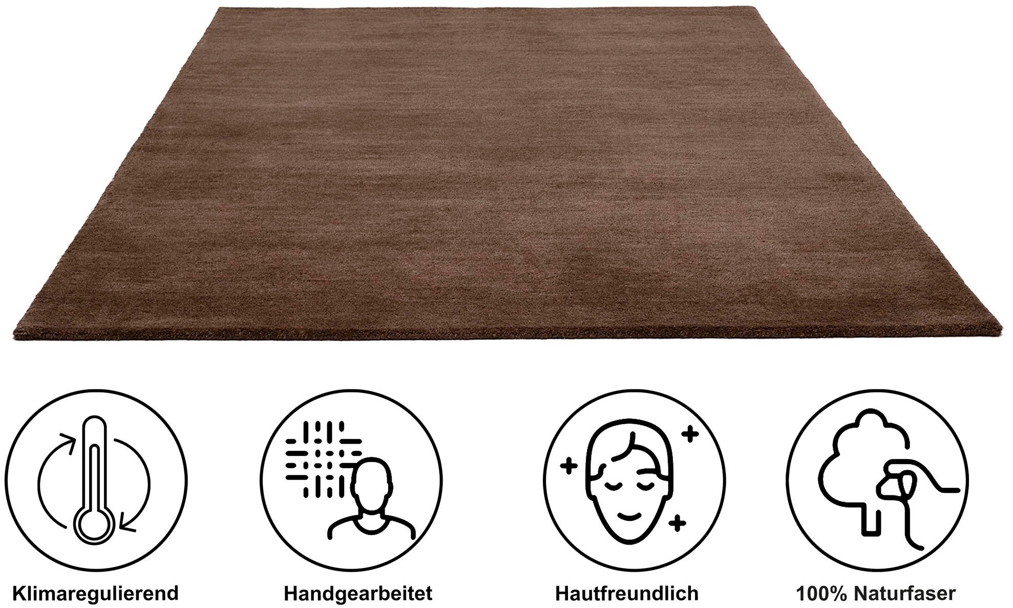 my home Tapis en laine »Gabbo Natur, Handgefertigt, Teppich, reine Wolle, meliert« Rectangulaire 14 mm Höhe reine Wolle, Uni, Wohnzimmer, Schlafzimmer, Esszimmer