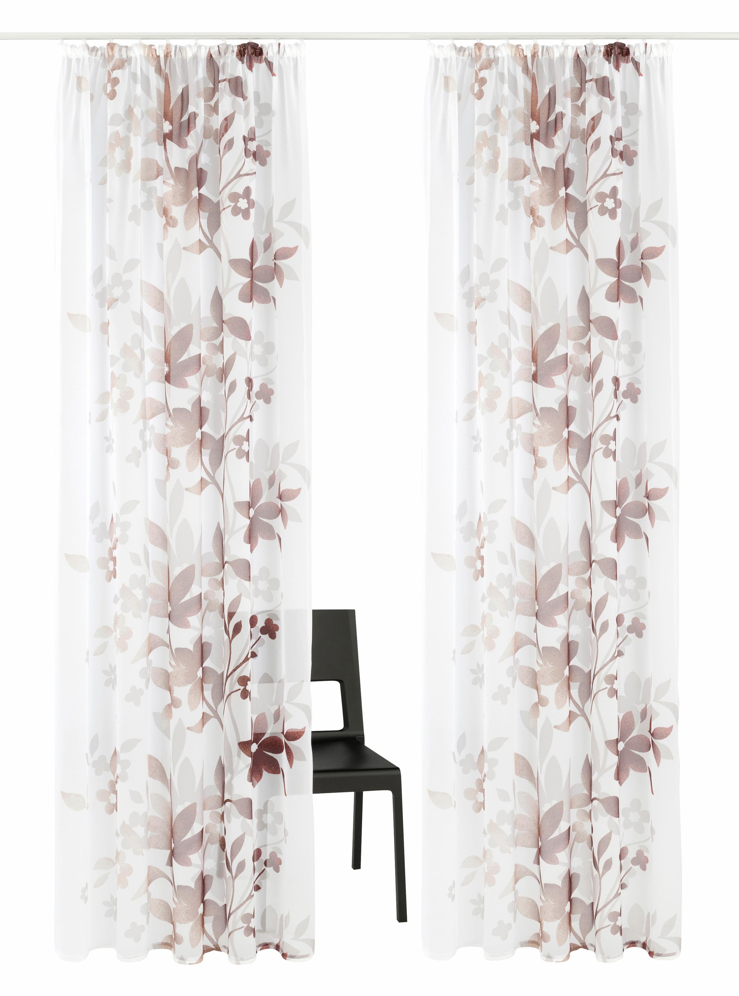 OTTO home Gardine "Ina, 2er-Set, transparent, einseitig bedruckt" Kräuselband 2 Stk. tlg. transparent, 2-er Set, einseitig bedruckt, Voile