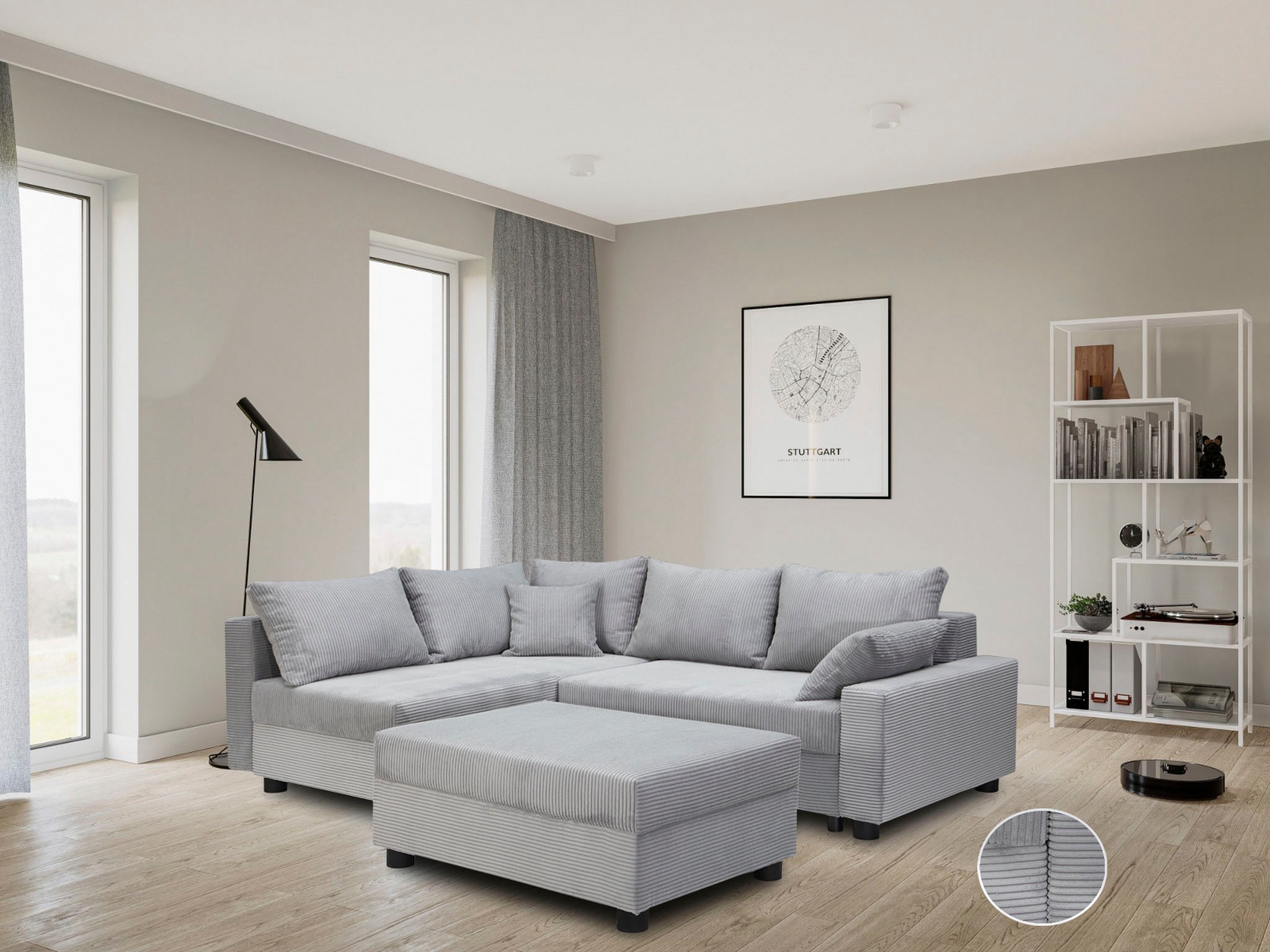 Image of COLLECTION AB Ecksofa "Parma L-Form, B: 224 cm" Schlaffunktion, Bettkasten & 2 Zierkissen, Federkern