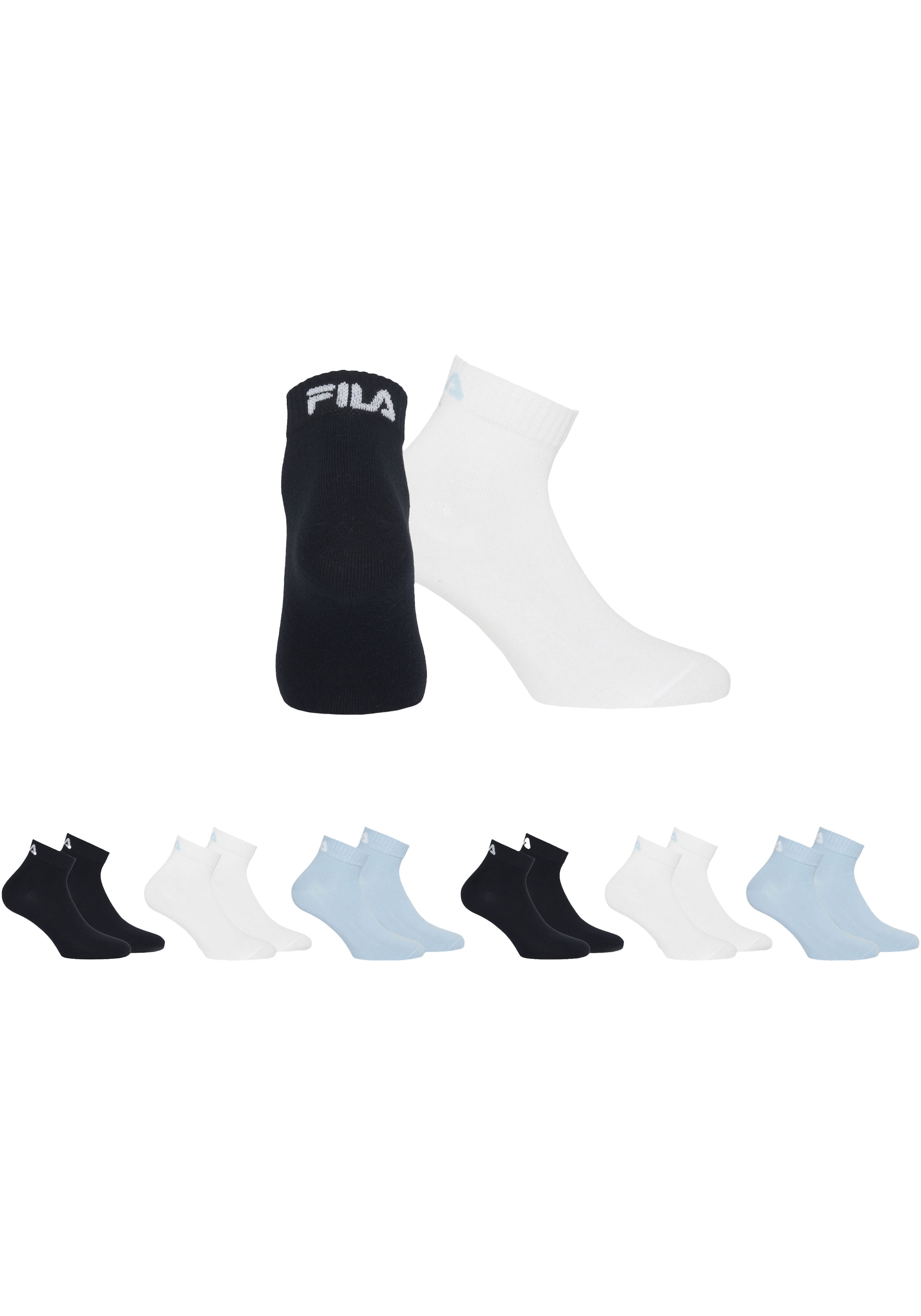 Fila Kurzsocken, (6er Pack), Baumwollmischung, Rippenbündchen, flache Zehennaht