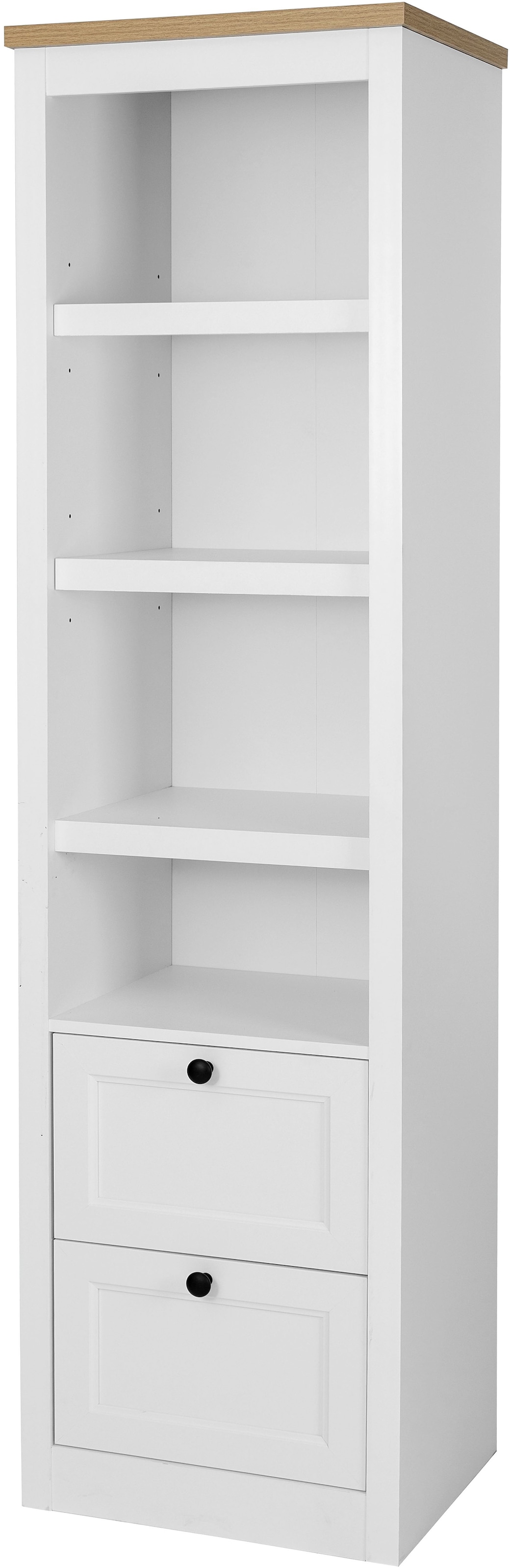 GOODproduct Vitrine »Rigny« aus MDF, mit Holz-Zierleiste, schwarzem Metallgriff